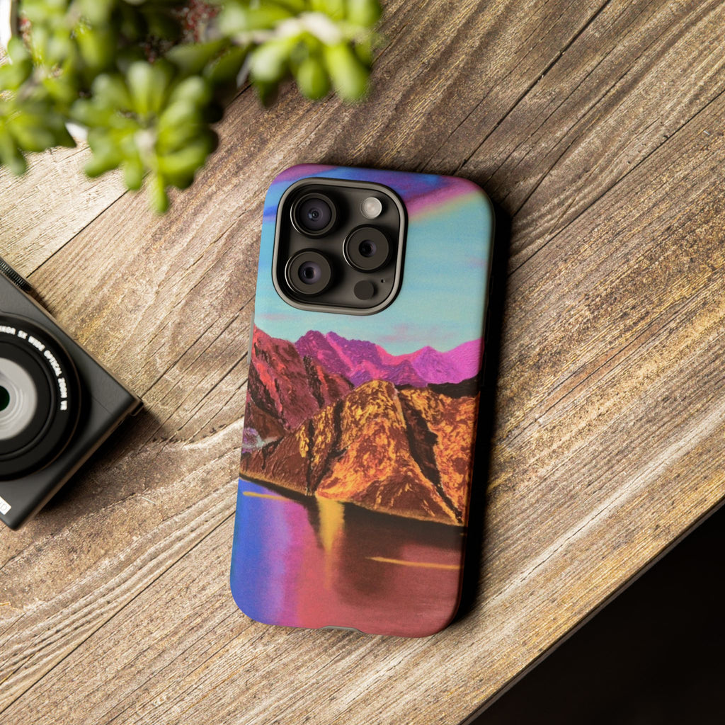 Protective Phone Case — Vibrant Retro Mountain Landscape
