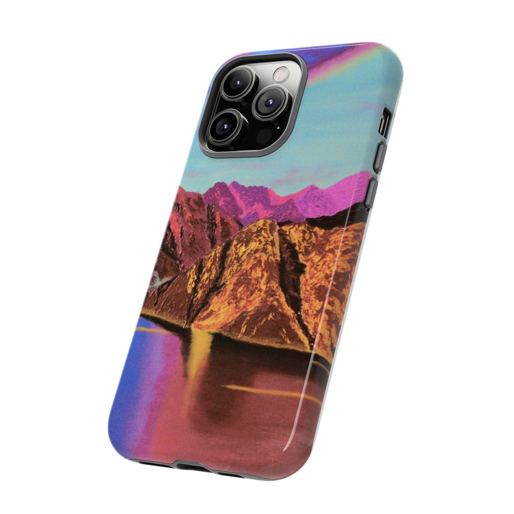 Protective Phone Case — Vibrant Retro Mountain Landscape
