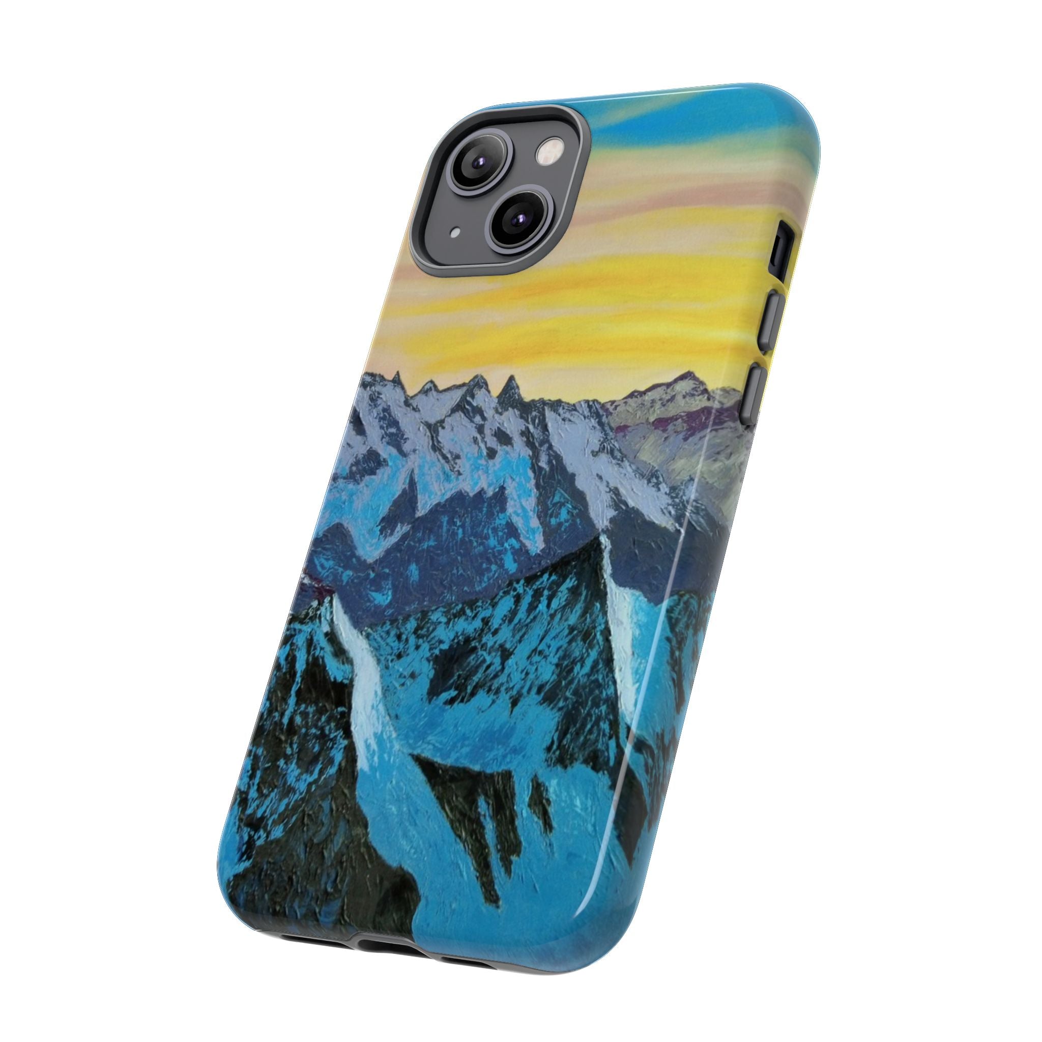 Mountain Sunset Phone Case — Protective Tough Case with Scenic Blue Peaks Design