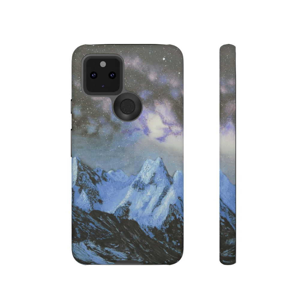 Mountain Night Sky Phone Case — Tough Protective iPhone Cover with Aurora & Snowy Peaks