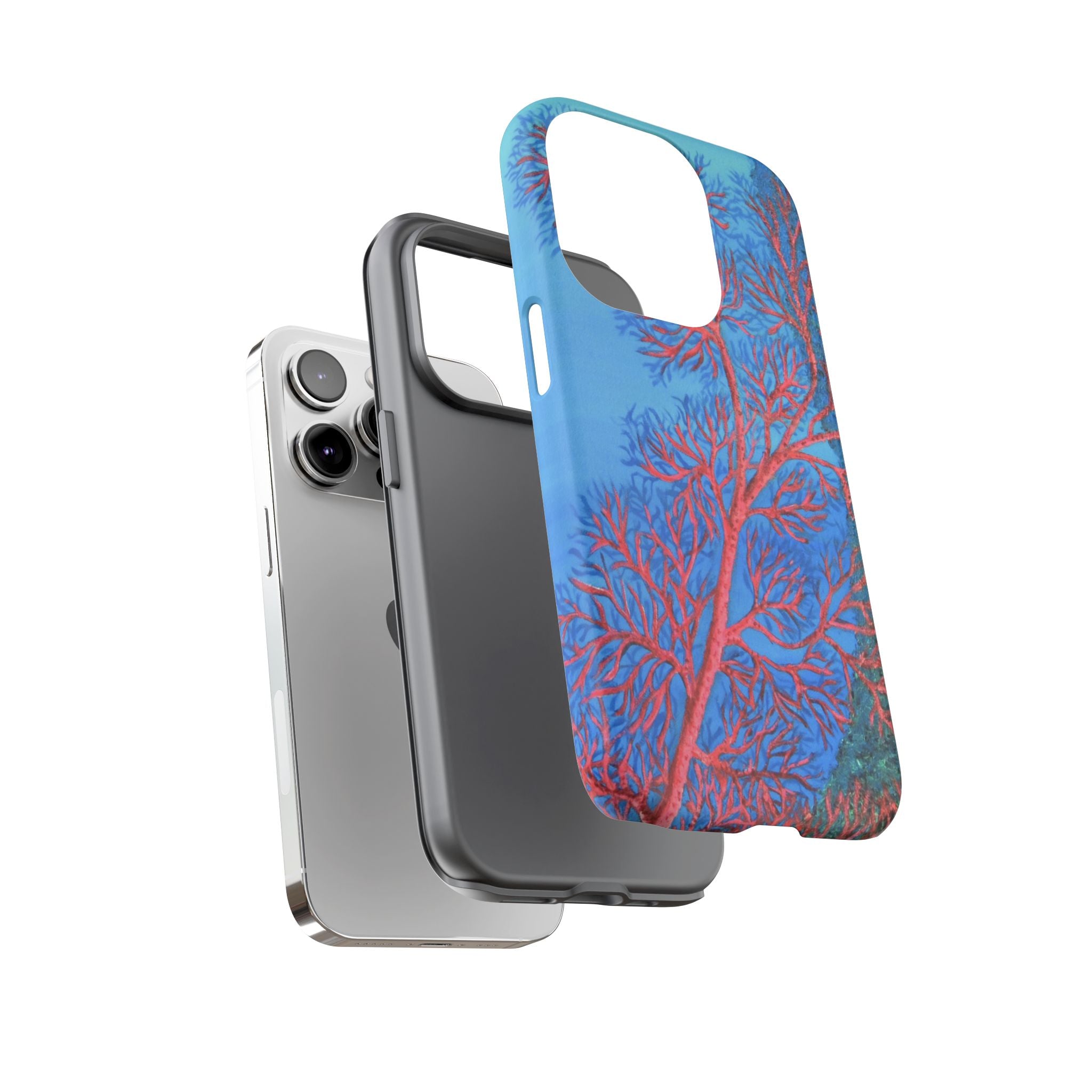 Coral Reef Phone Case — Vibrant Red Sea Fan on Ocean Blue Tough Case