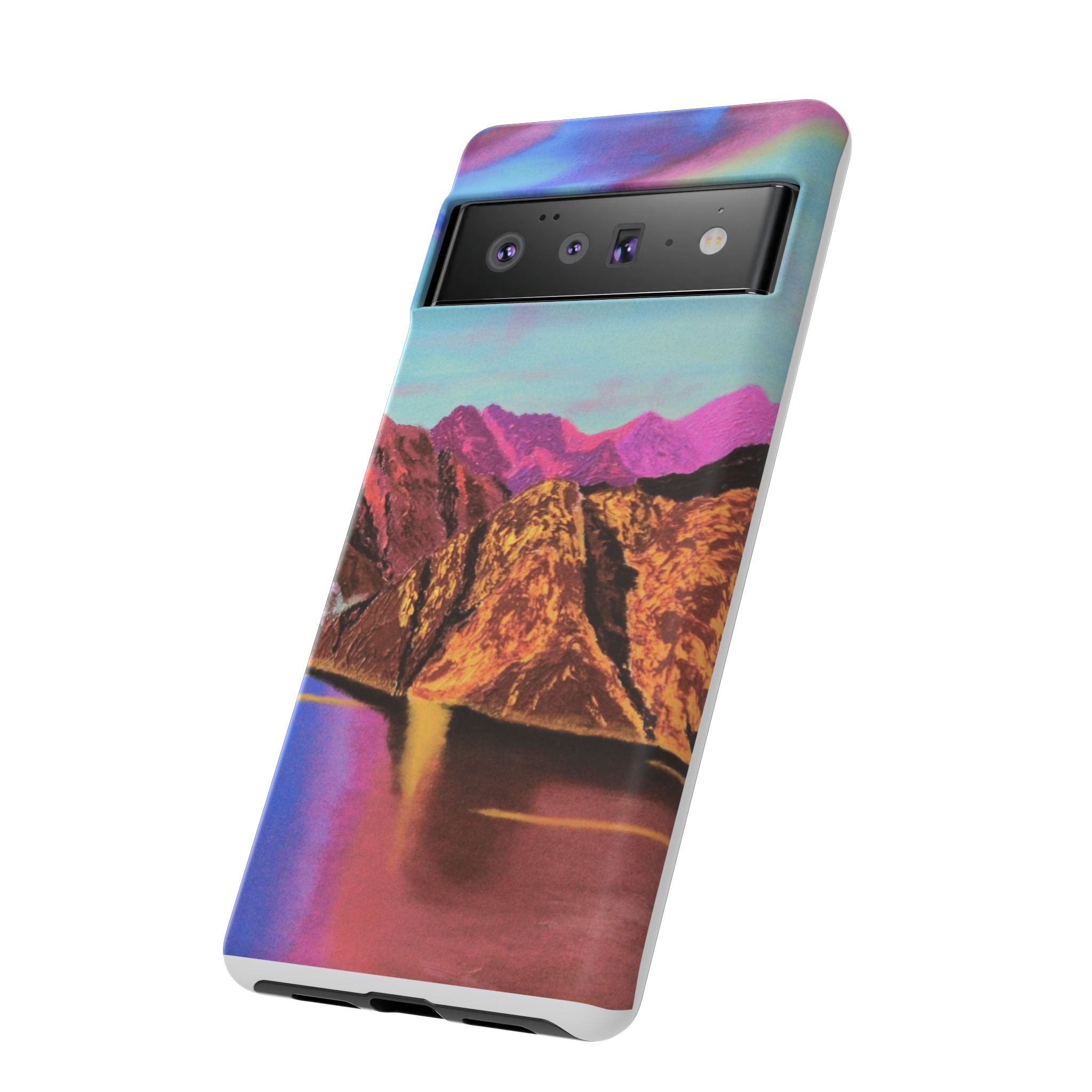 Protective Phone Case — Vibrant Retro Mountain Landscape