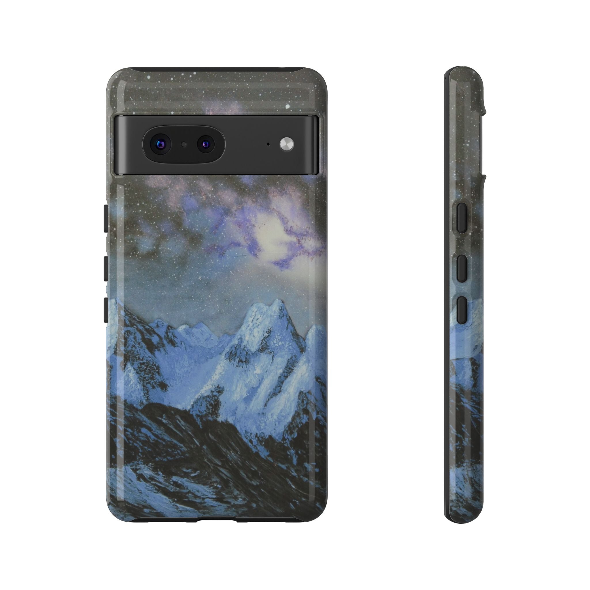 Mountain Night Sky Phone Case — Tough Protective iPhone Cover with Aurora & Snowy Peaks