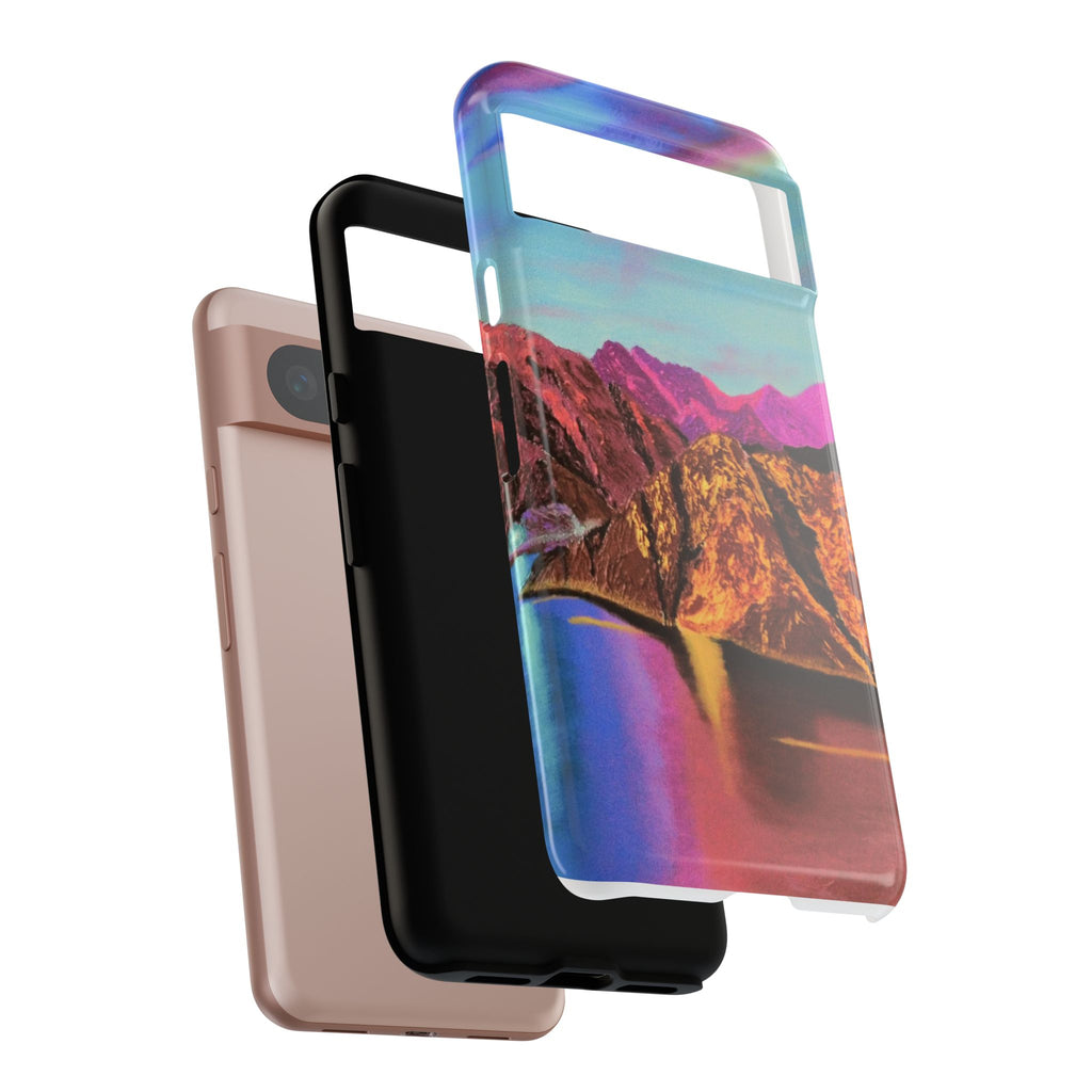 Protective Phone Case — Vibrant Retro Mountain Landscape