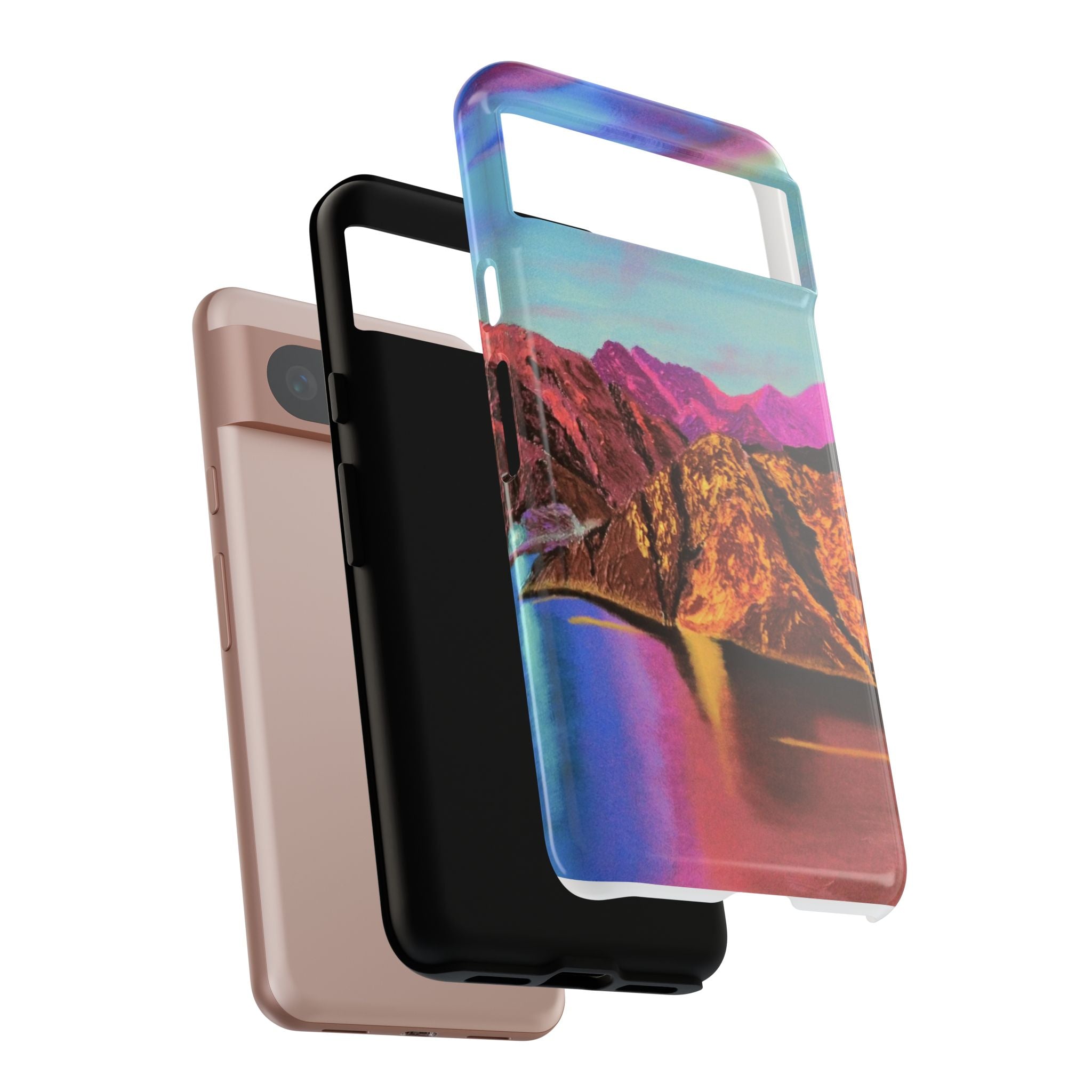 Protective Phone Case — Vibrant Retro Mountain Landscape