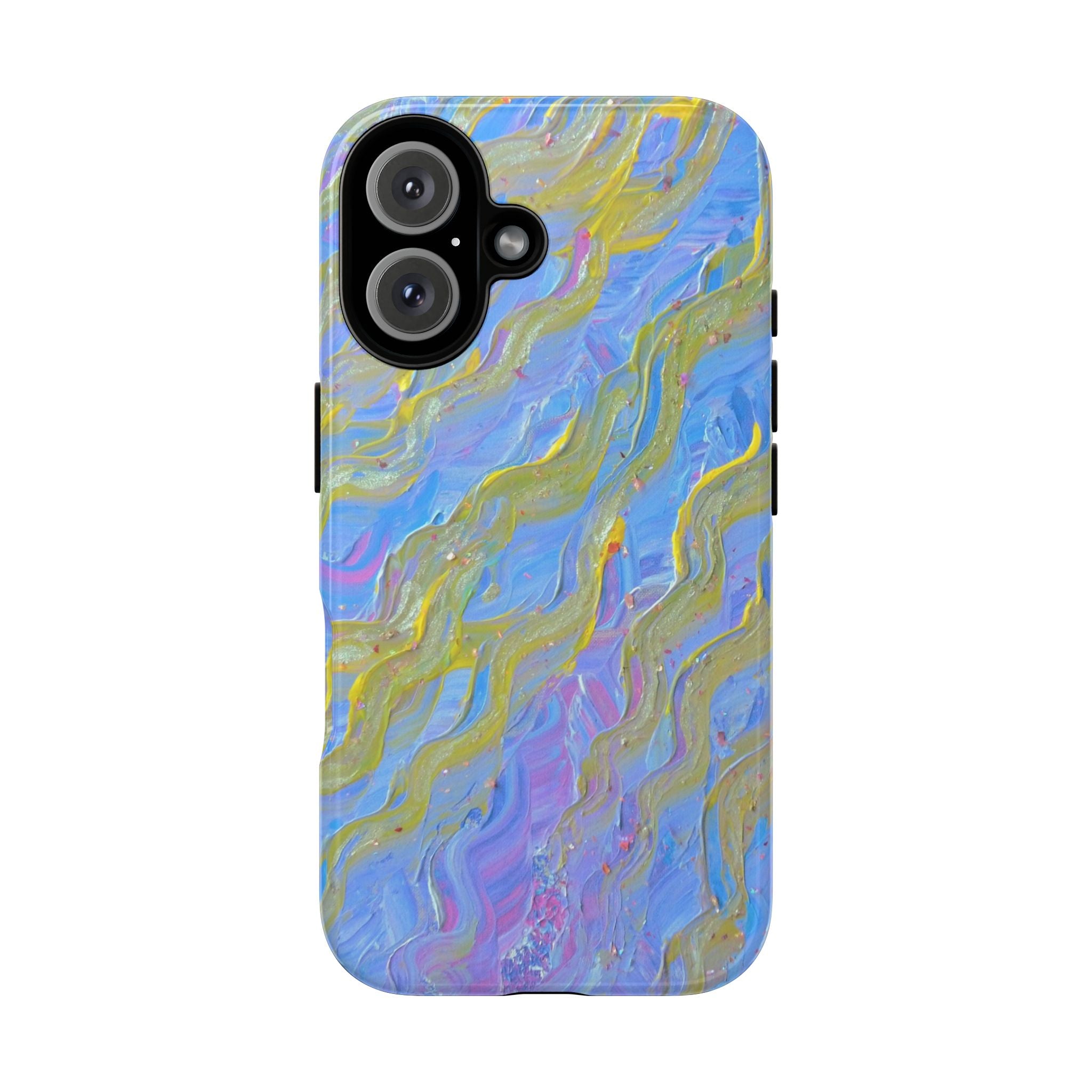 Pastel Marble Tough Phone Case — Blue & Gold Abstract Protective Cover