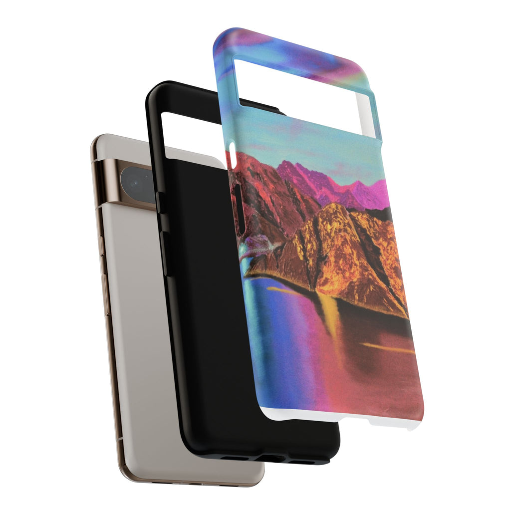 Protective Phone Case — Vibrant Retro Mountain Landscape