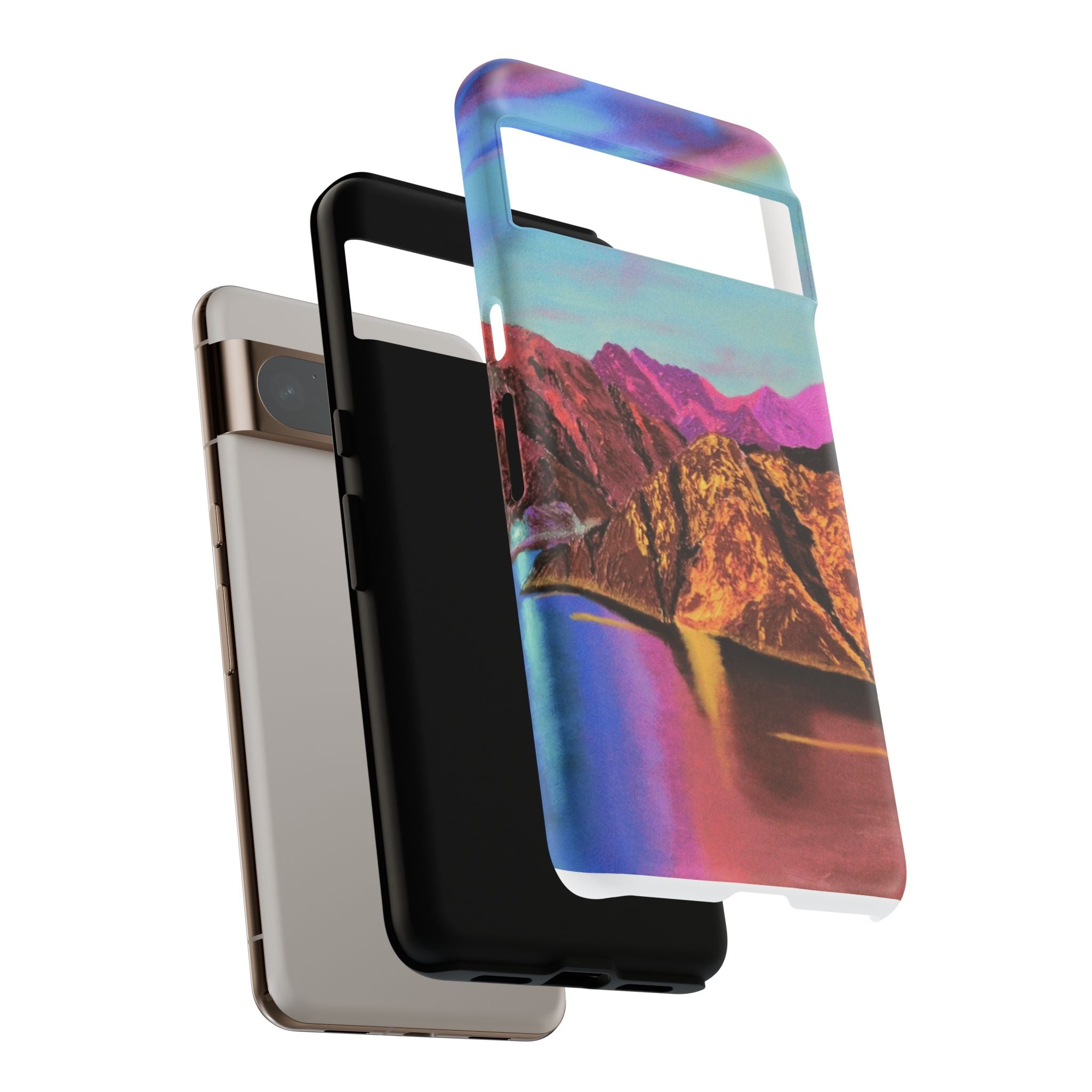 Protective Phone Case — Vibrant Retro Mountain Landscape