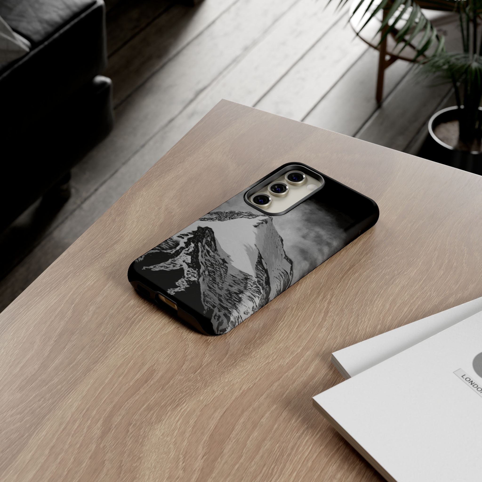 Mountain Peak Phone Case — Black & White Alpine Protective Case