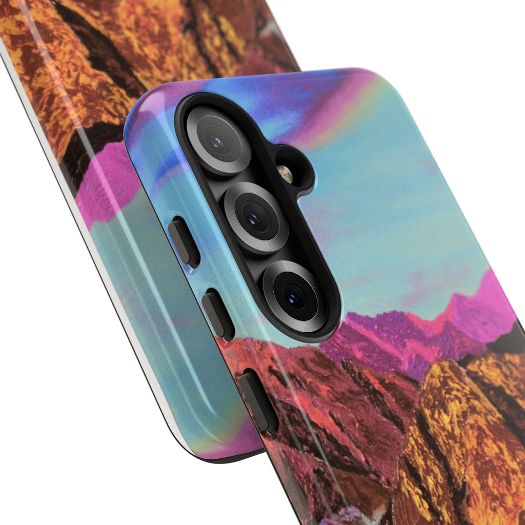 Protective Phone Case — Vibrant Retro Mountain Landscape