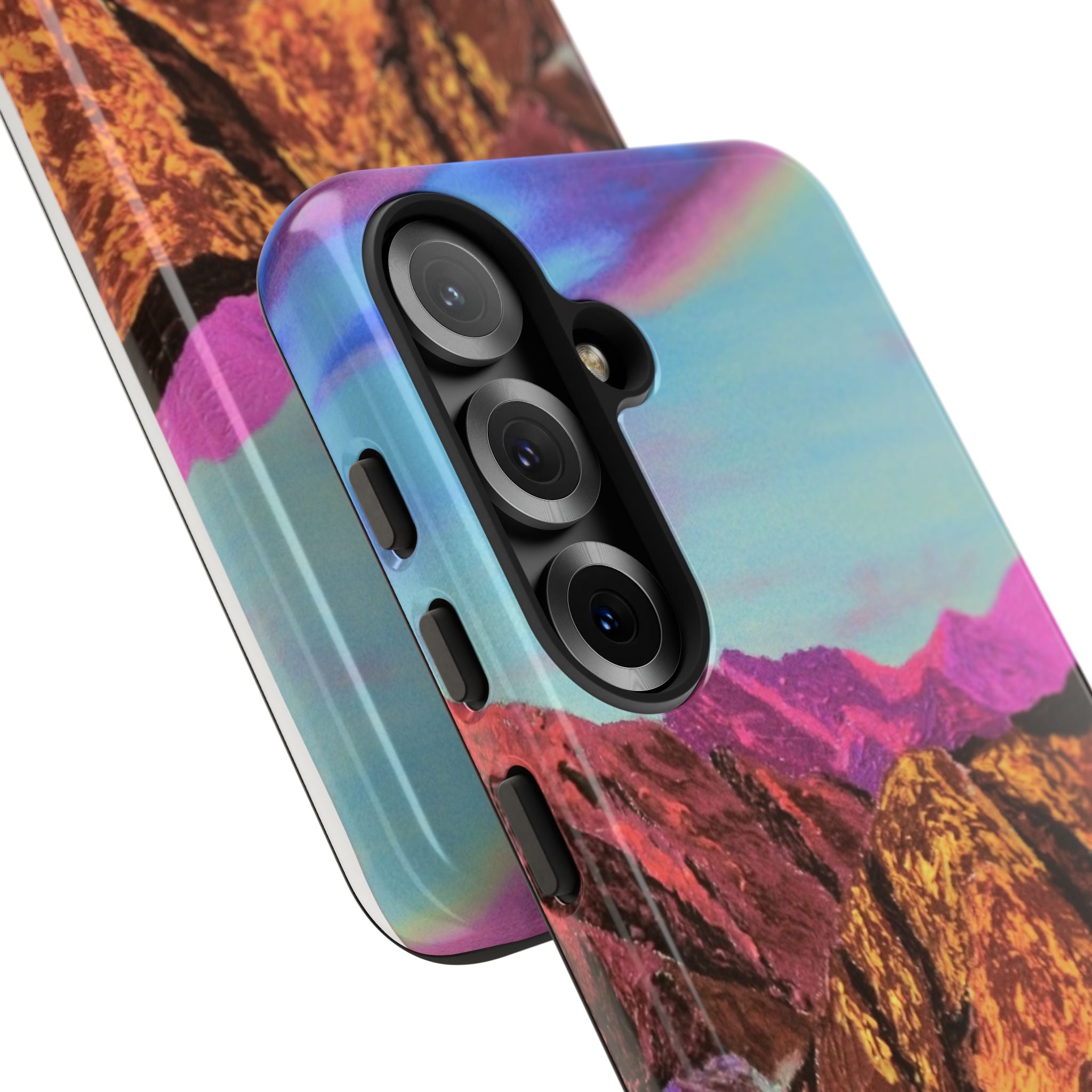 Protective Phone Case — Vibrant Retro Mountain Landscape