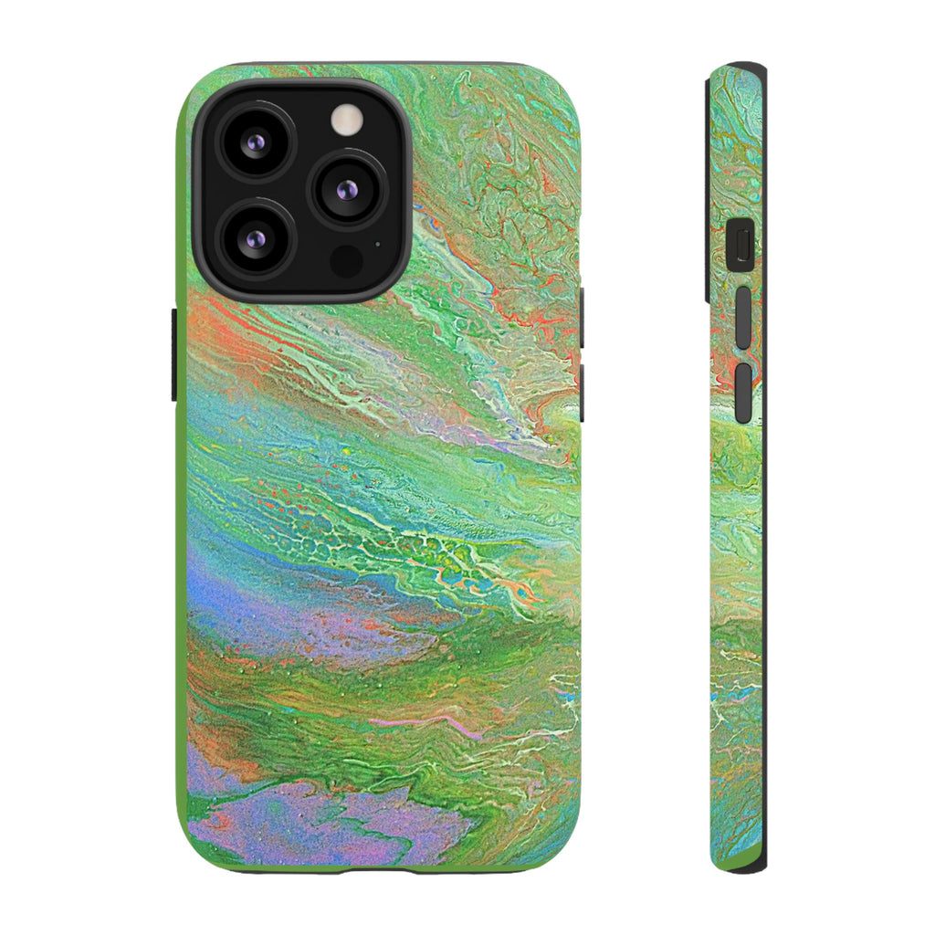 Marbled Green Abstract Phone Case — Protective Tough Case for iPhone