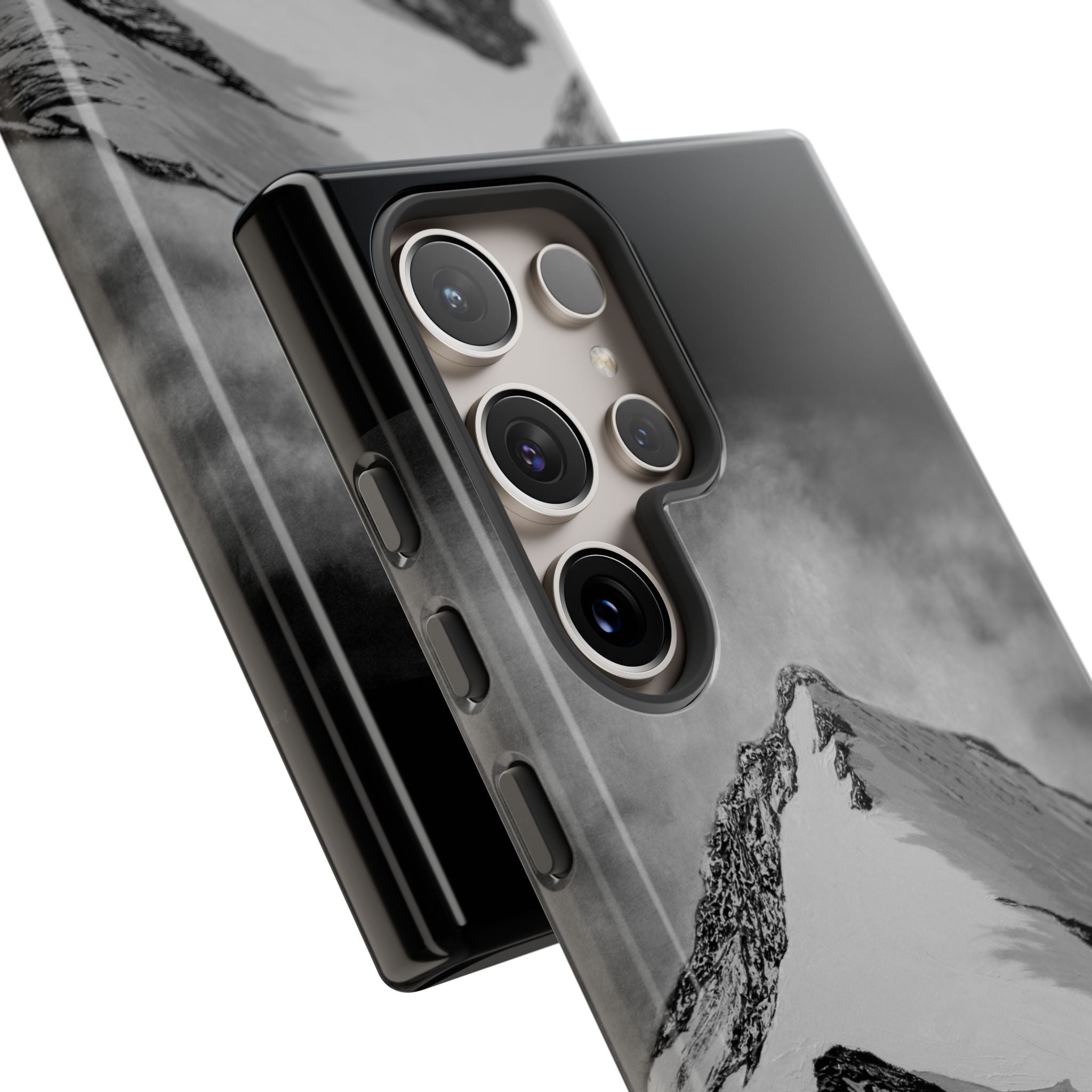 Mountain Peak Phone Case — Black & White Alpine Protective Case