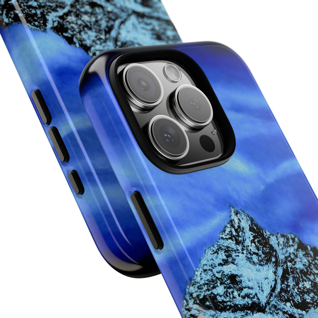 Mountain Peak Blue Tough Phone Case — Rugged Protective iPhone Cover