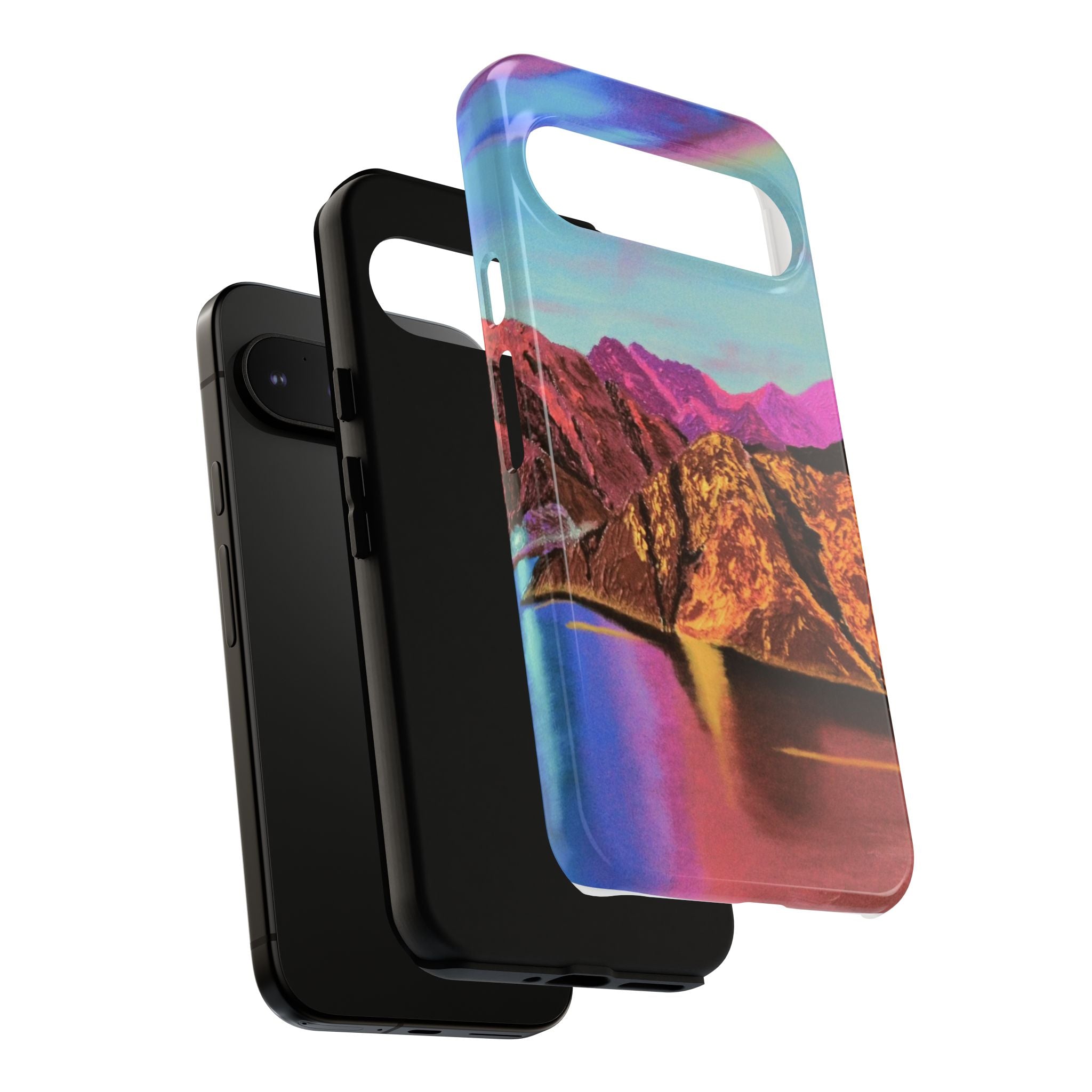 Protective Phone Case — Vibrant Retro Mountain Landscape