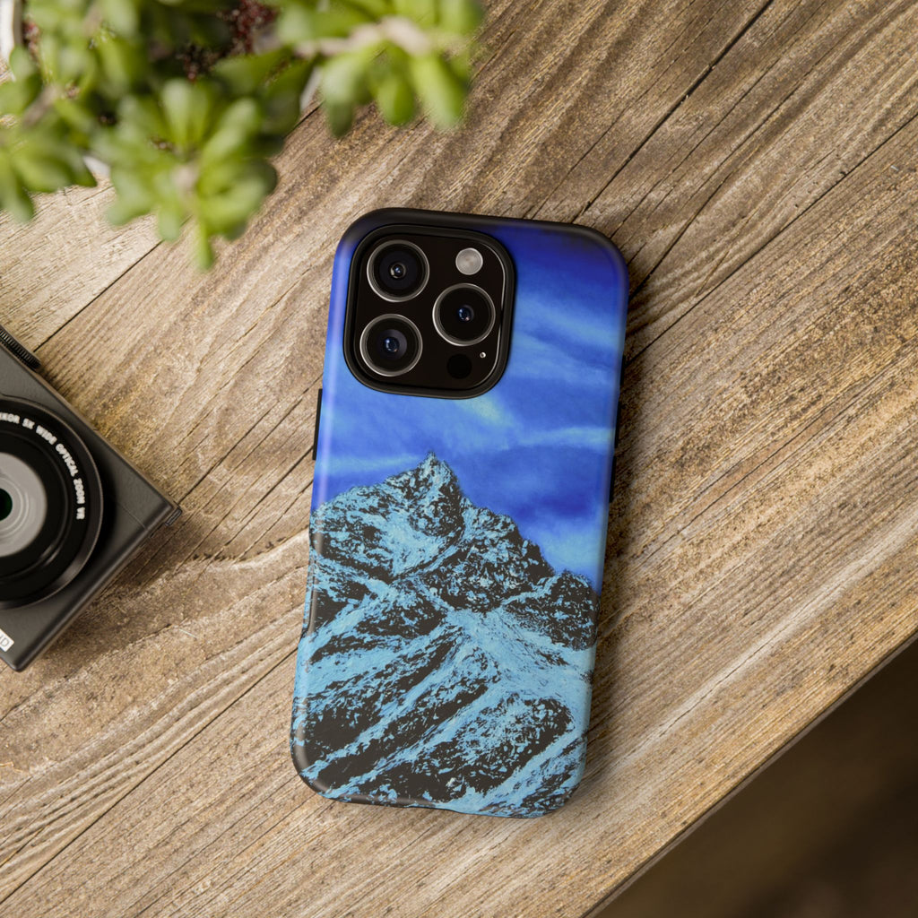 Mountain Peak Blue Tough Phone Case — Rugged Protective iPhone Cover