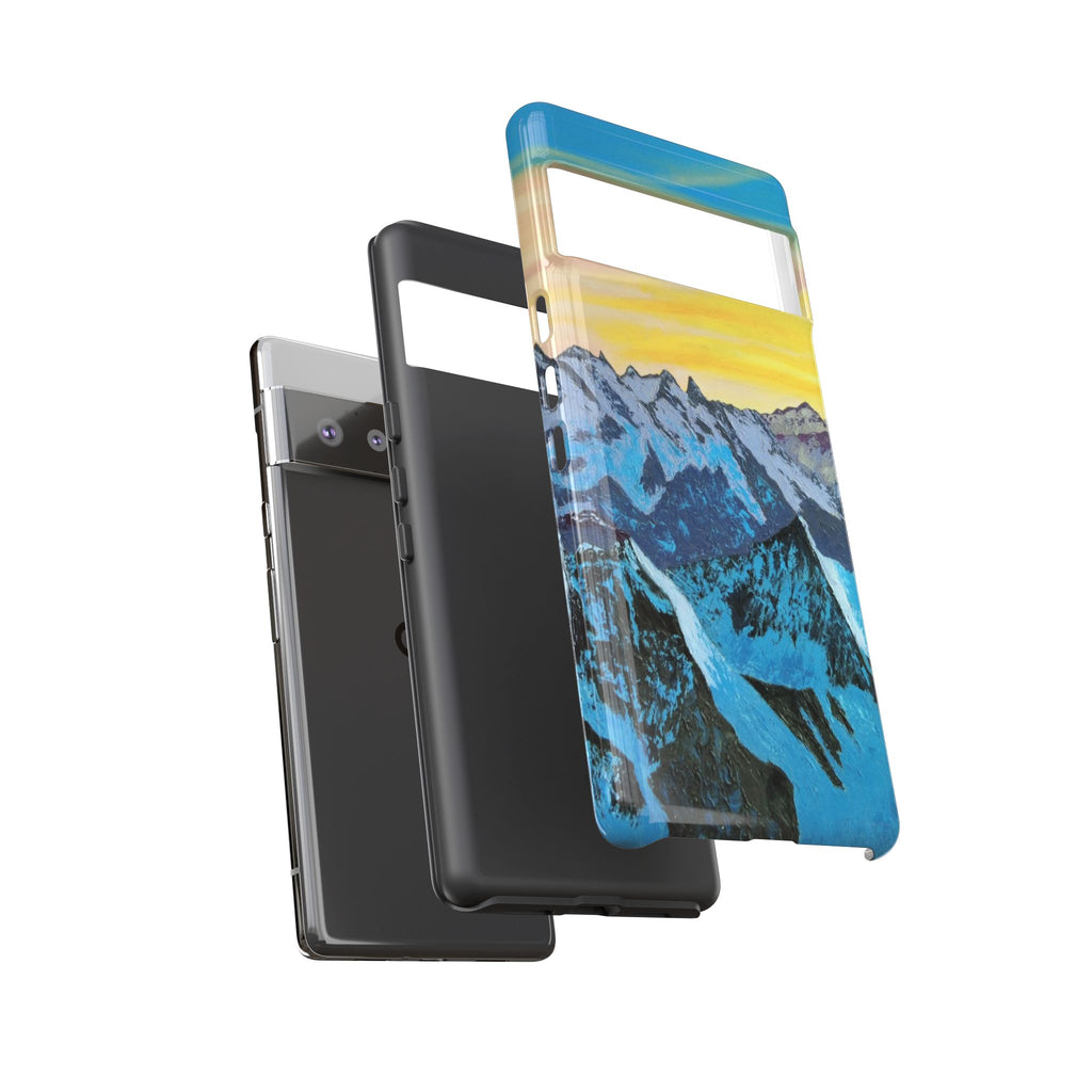 Mountain Sunset Phone Case — Protective Tough Case with Scenic Blue Peaks Design