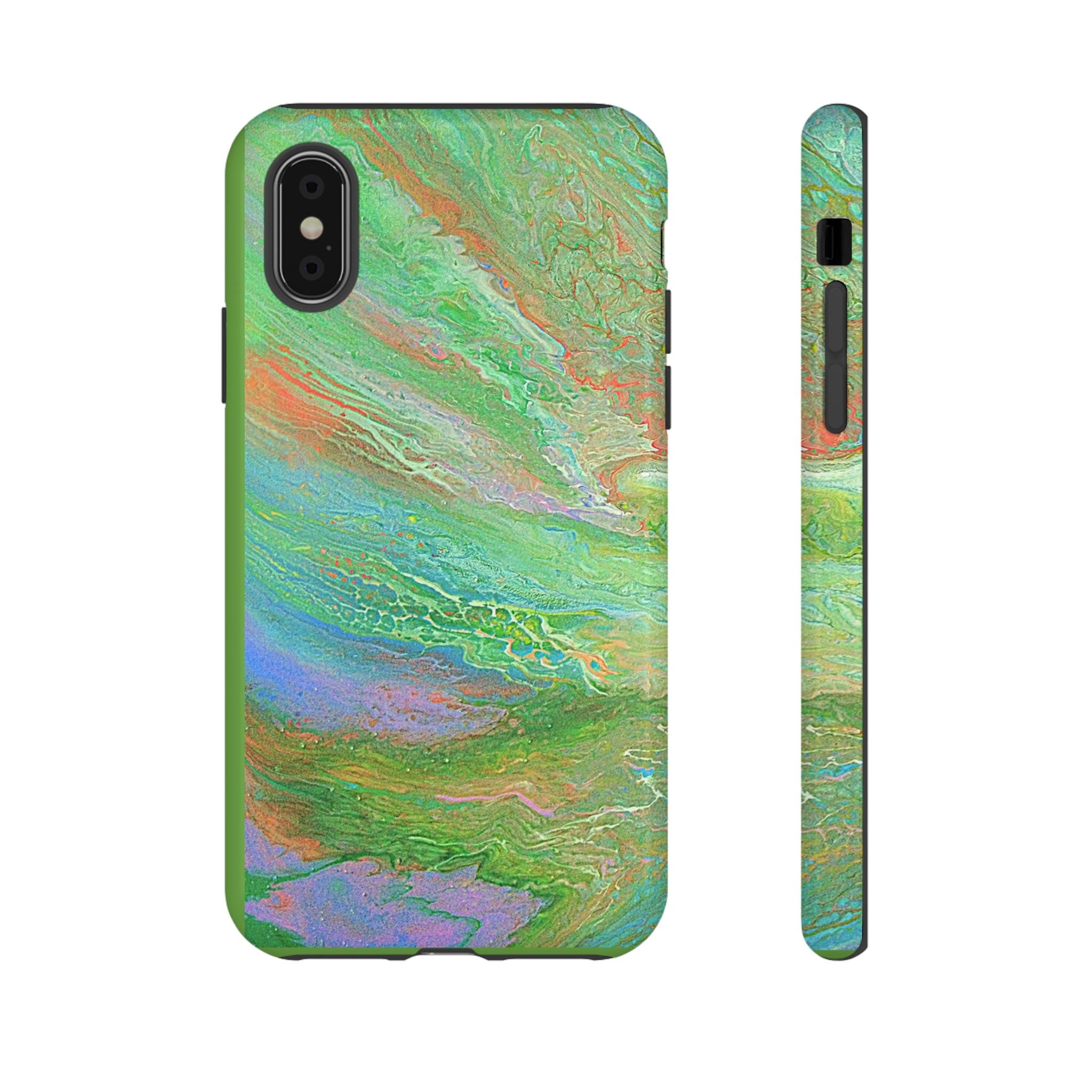Marbled Green Abstract Phone Case — Protective Tough Case for iPhone