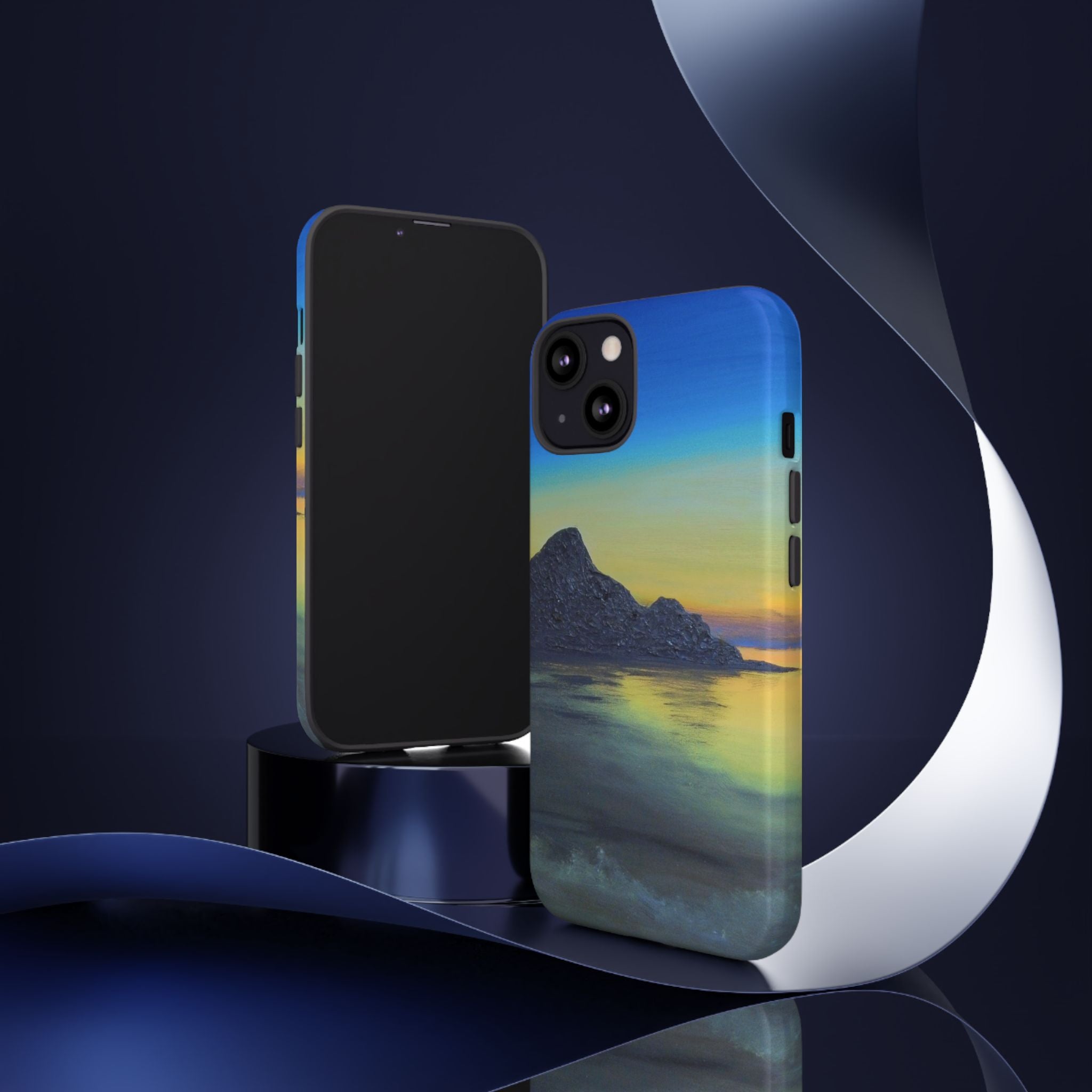 Sunset Cove Phone Case — Durable Protective Tough Case with Tranquil Beach Landscape