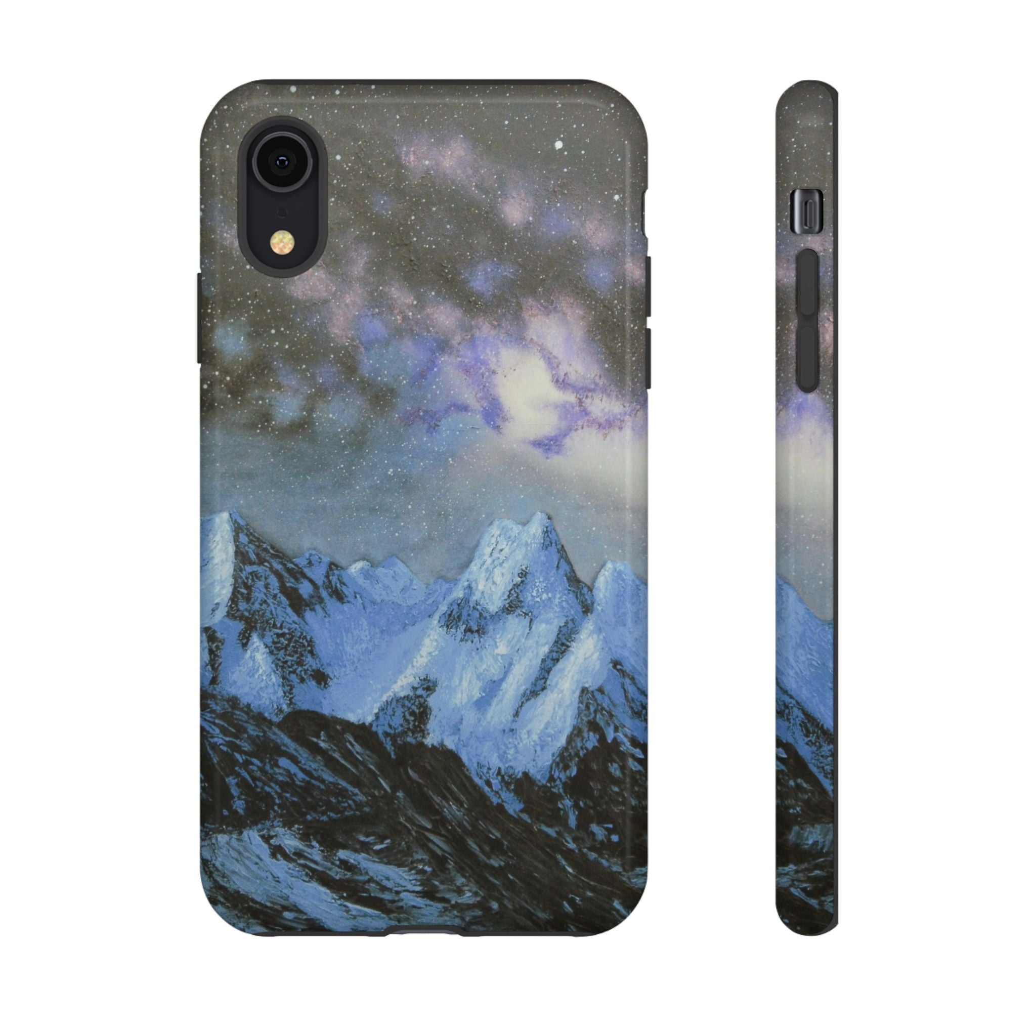 Mountain Night Sky Phone Case — Tough Protective iPhone Cover with Aurora & Snowy Peaks