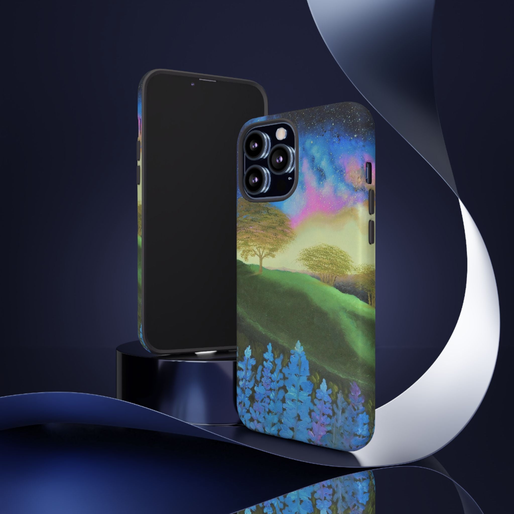 Aurora Nightscape Phone Case — Galaxy Meadow Protective Case