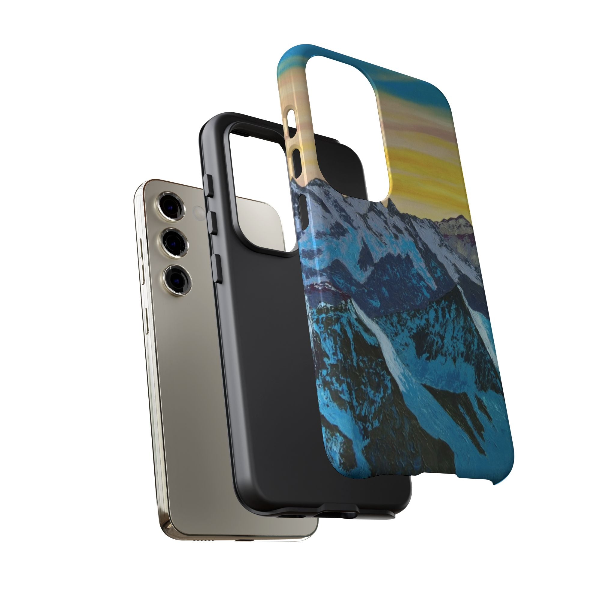 Mountain Sunset Phone Case — Protective Tough Case with Scenic Blue Peaks Design