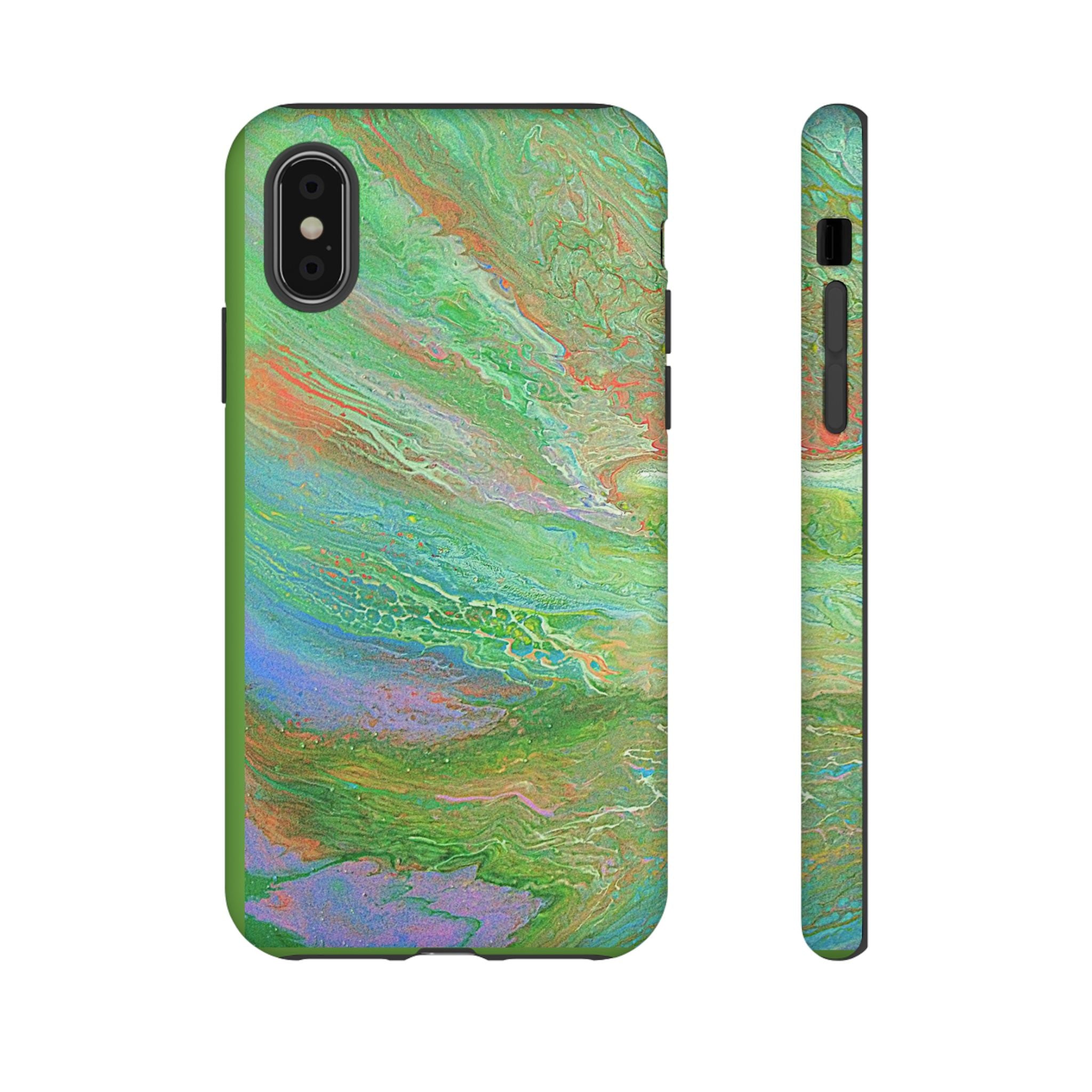 Marbled Green Abstract Phone Case — Protective Tough Case for iPhone