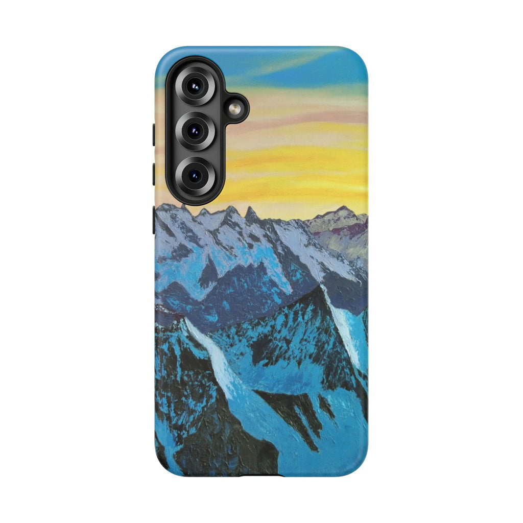 Mountain Sunset Phone Case — Protective Tough Case with Scenic Blue Peaks Design