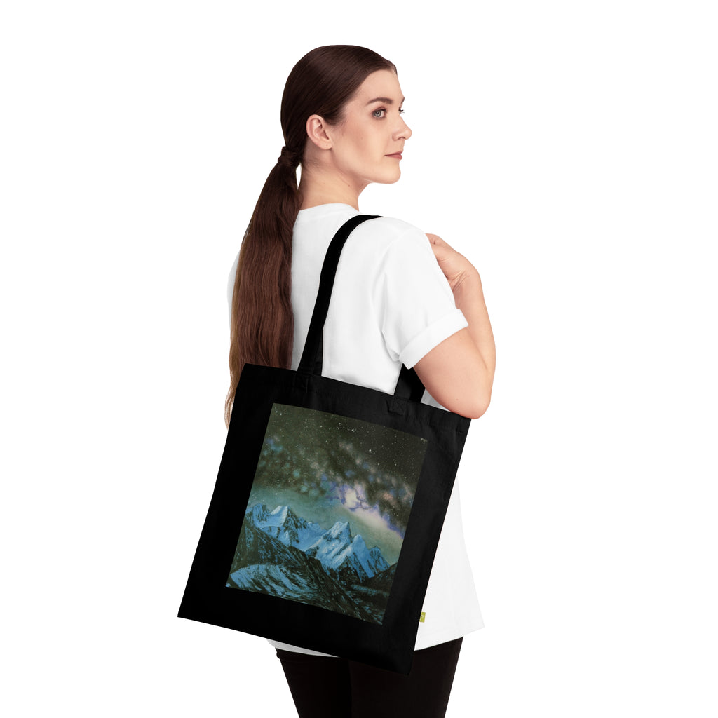 Canvas Tote Bag — Northern Lights Mountain Nightscape Print
