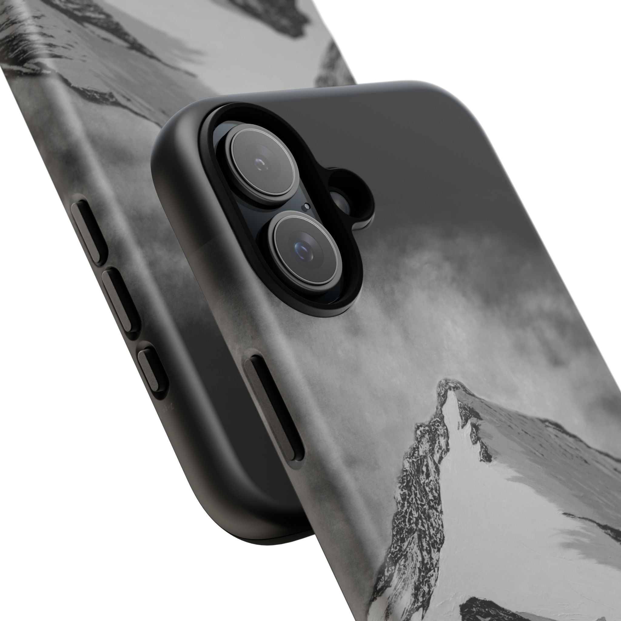 Mountain Peak Phone Case — Black & White Alpine Protective Case