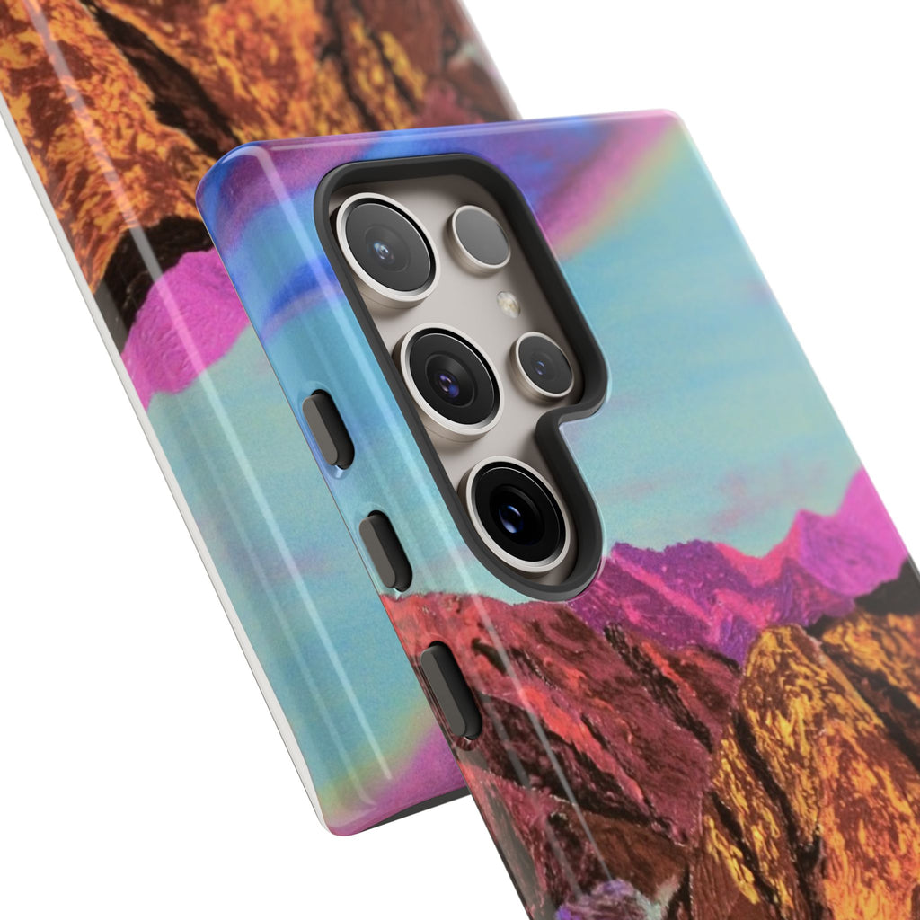 Protective Phone Case — Vibrant Retro Mountain Landscape