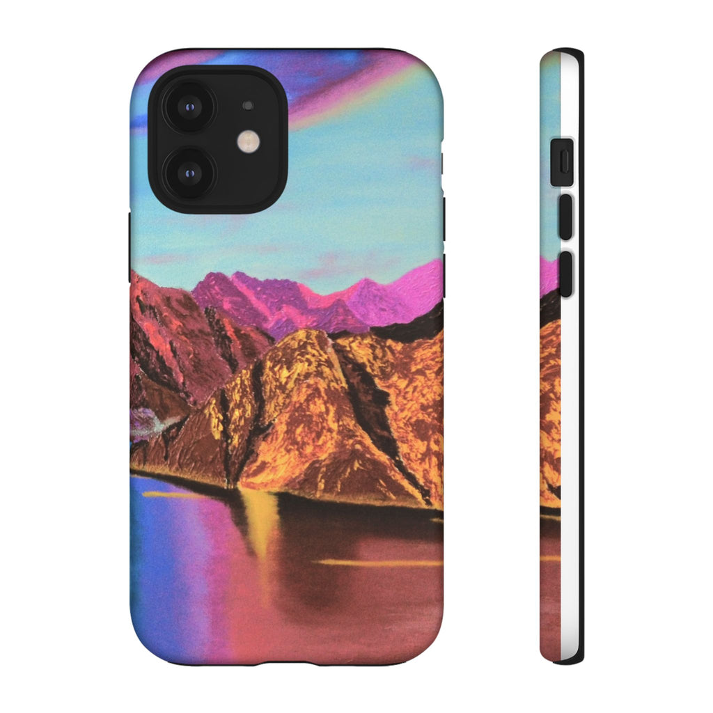 Protective Phone Case — Vibrant Retro Mountain Landscape
