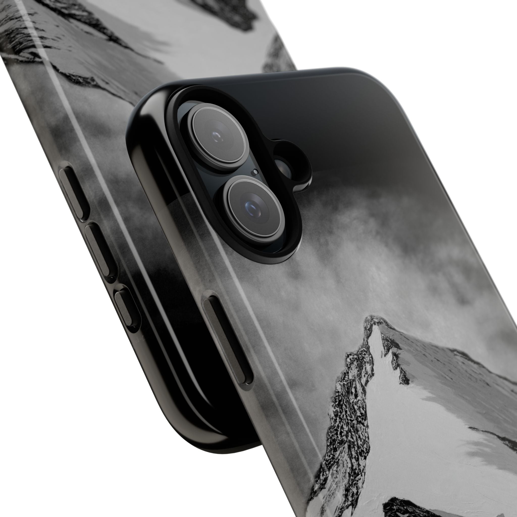 Mountain Peak Phone Case — Black & White Alpine Protective Case