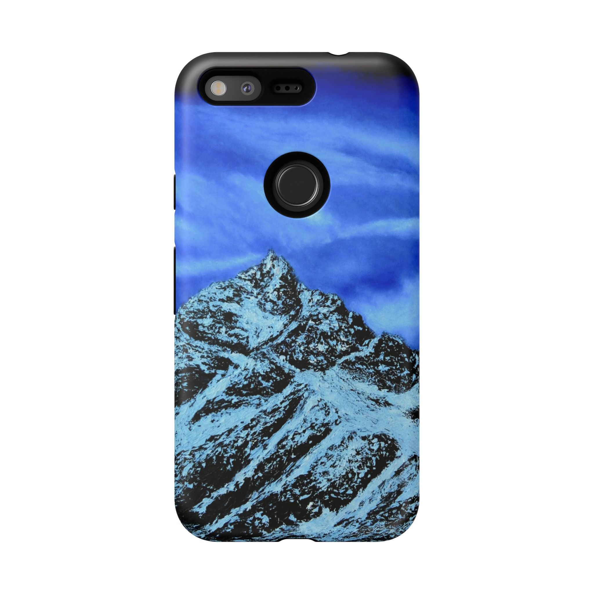Mountain Peak Blue Tough Phone Case — Rugged Protective iPhone Cover