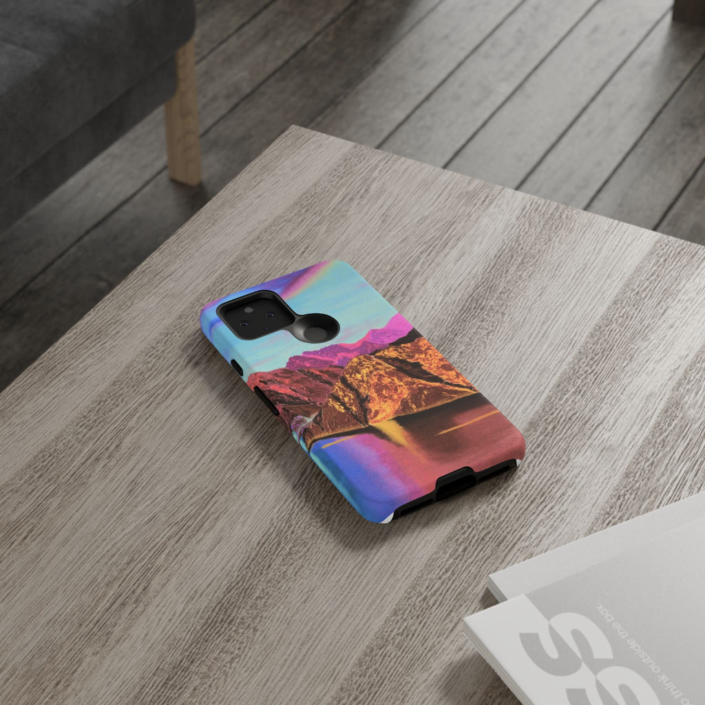 Protective Phone Case — Vibrant Retro Mountain Landscape