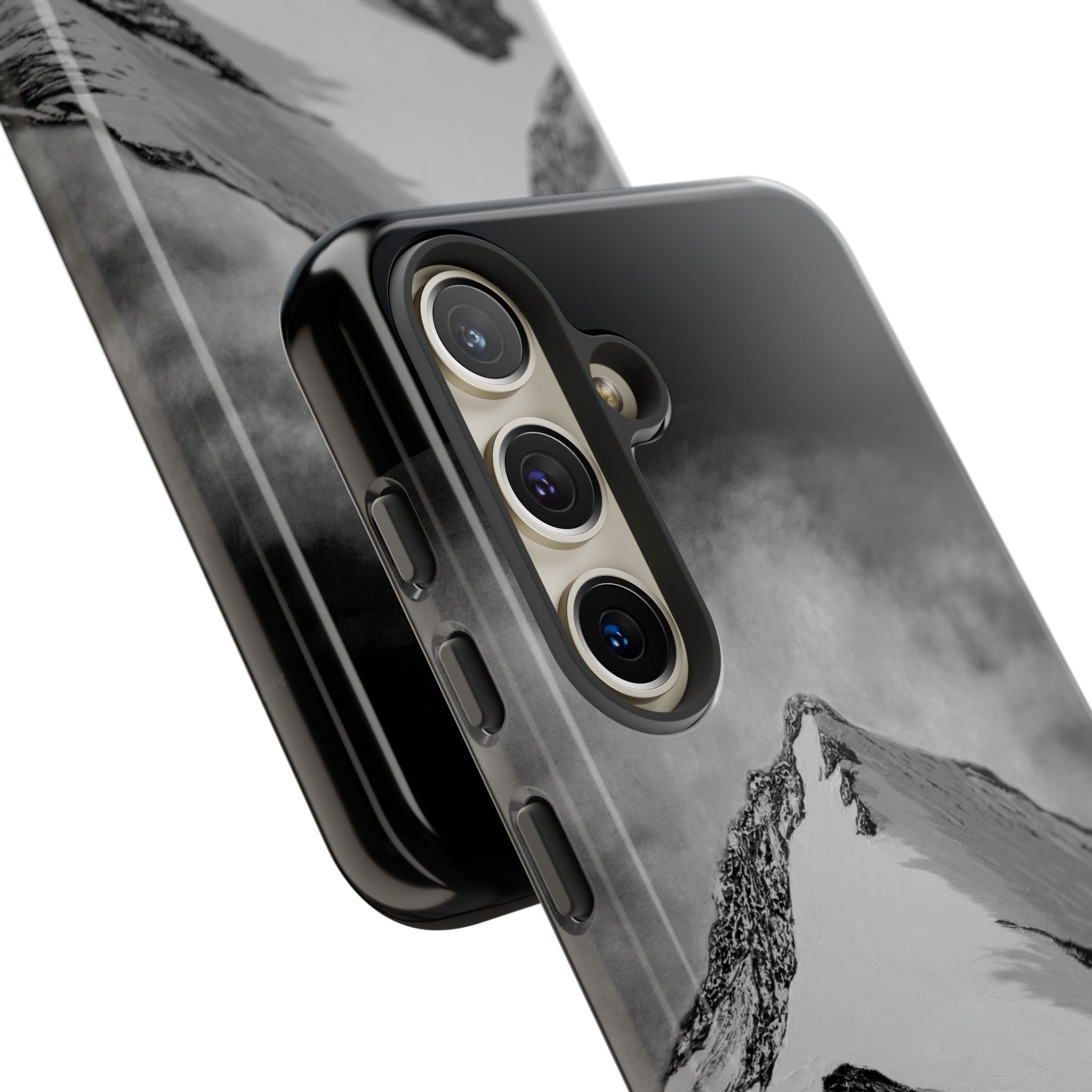 Mountain Peak Phone Case — Black & White Alpine Protective Case