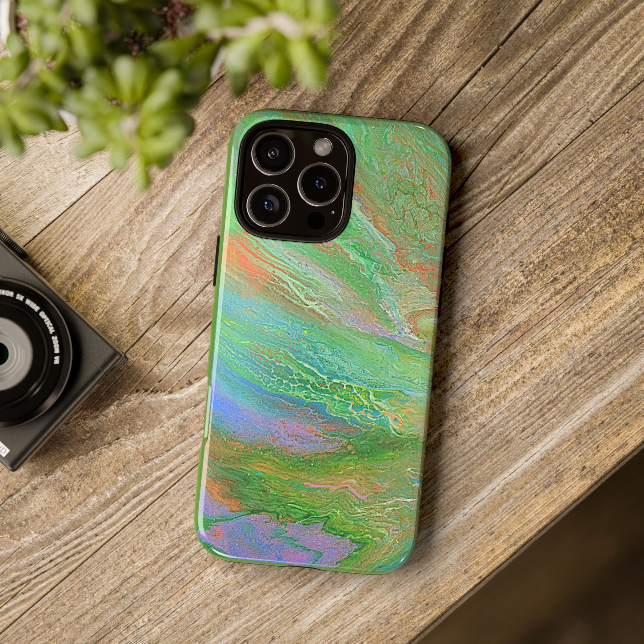 Marbled Green Abstract Phone Case — Protective Tough Case for iPhone