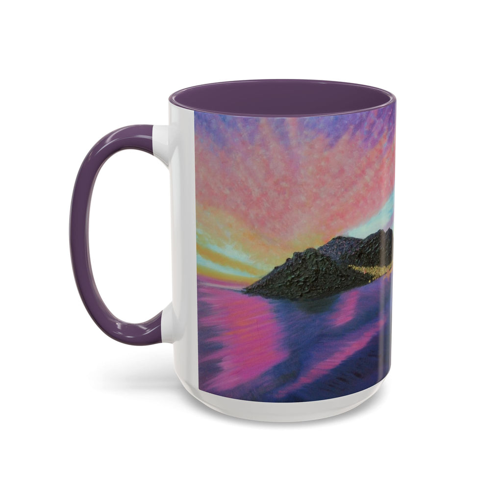 Scenic Sunrise Accent Coffee Mug – Pink Interior Lake Landscape (11/15oz)
