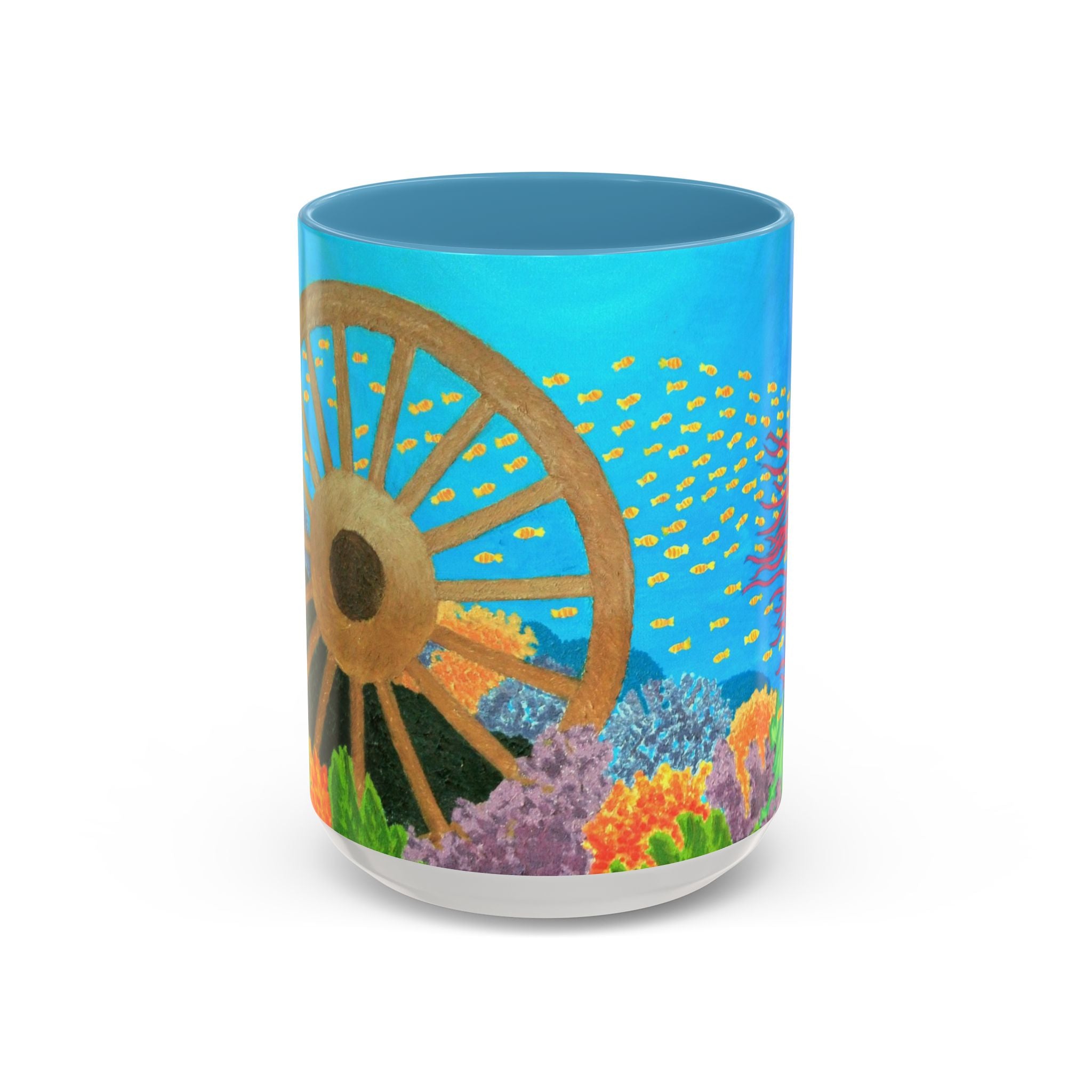 Underwater Reef Accent Coffee Mug — Colorful School of Fish Ocean Art (11/15oz)