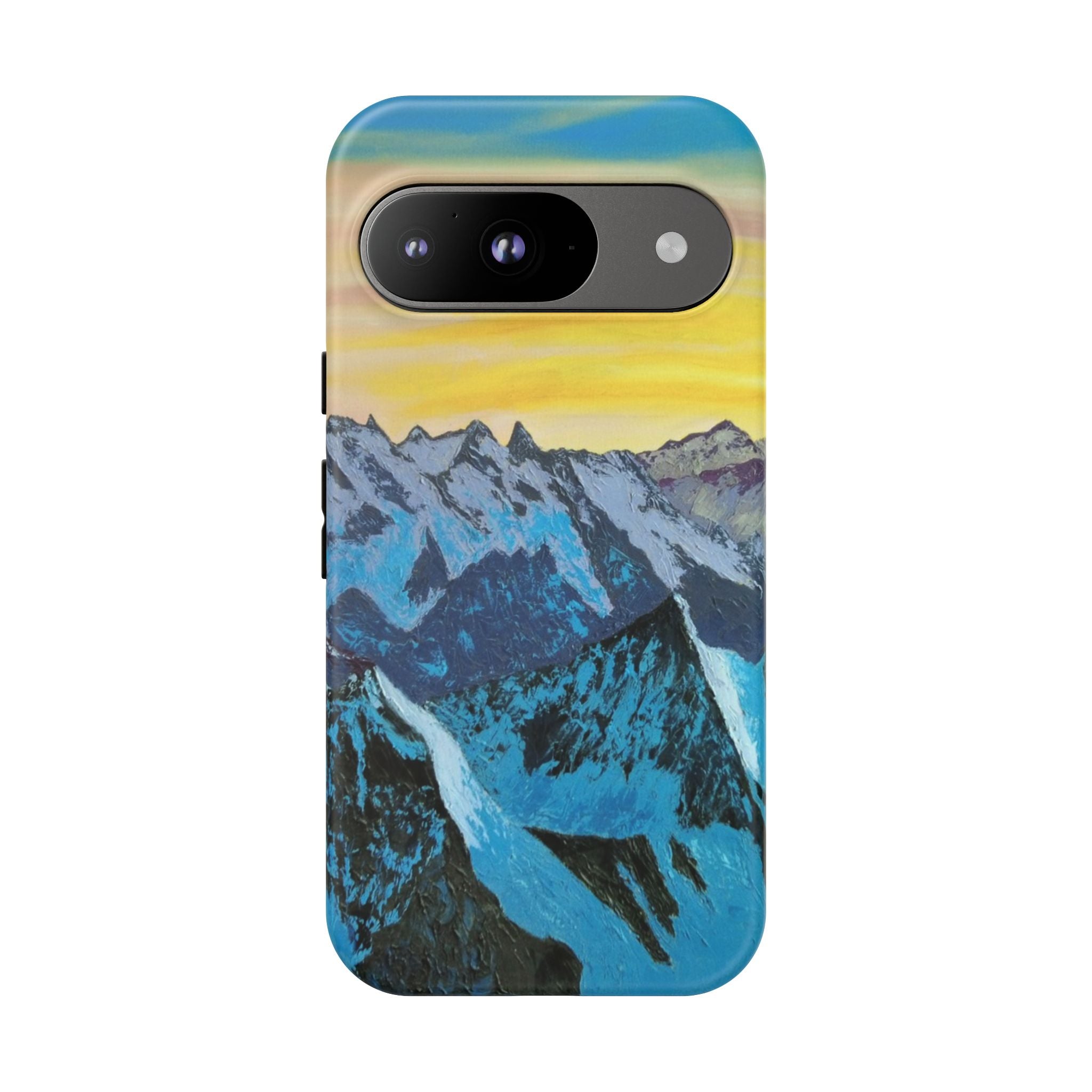 Mountain Sunset Phone Case — Protective Tough Case with Scenic Blue Peaks Design