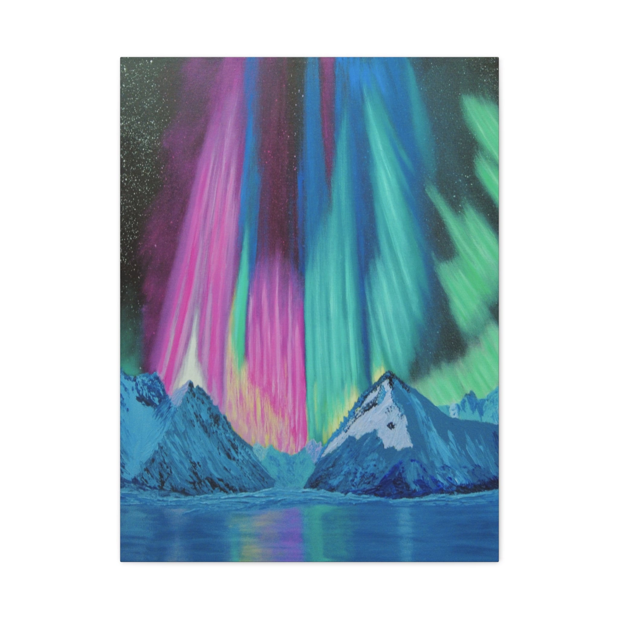 Aurora Mountain Canvas Print — Northern Lights Matte Stretched Wall Art