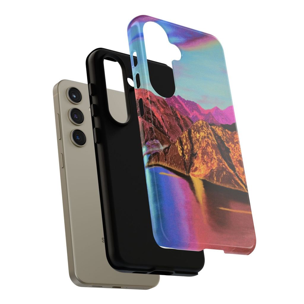 Protective Phone Case — Vibrant Retro Mountain Landscape
