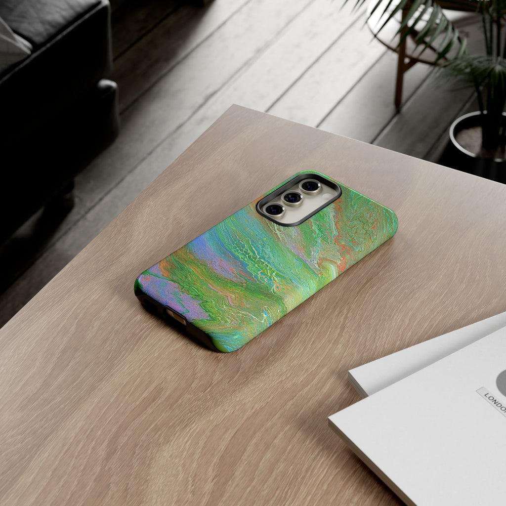 Marbled Green Abstract Phone Case — Protective Tough Case for iPhone