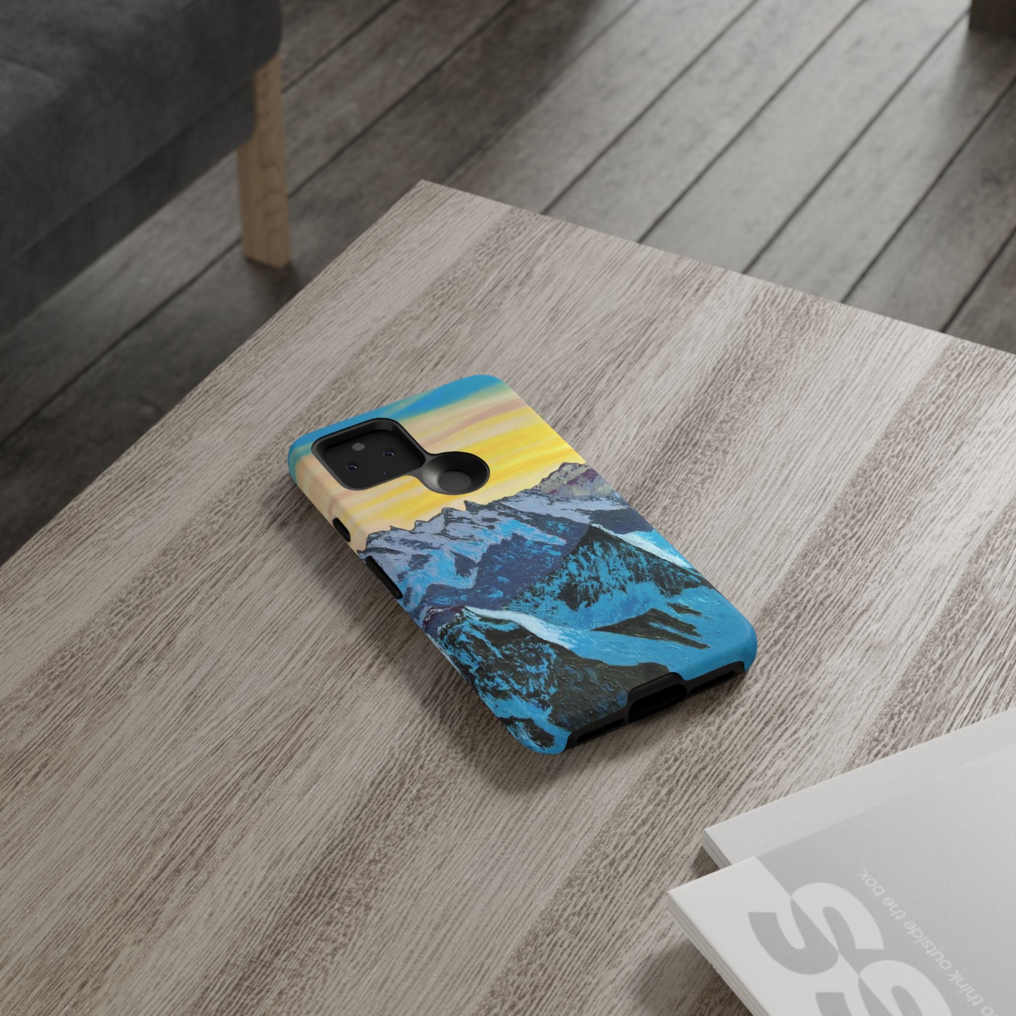 Mountain Sunset Phone Case — Protective Tough Case with Scenic Blue Peaks Design