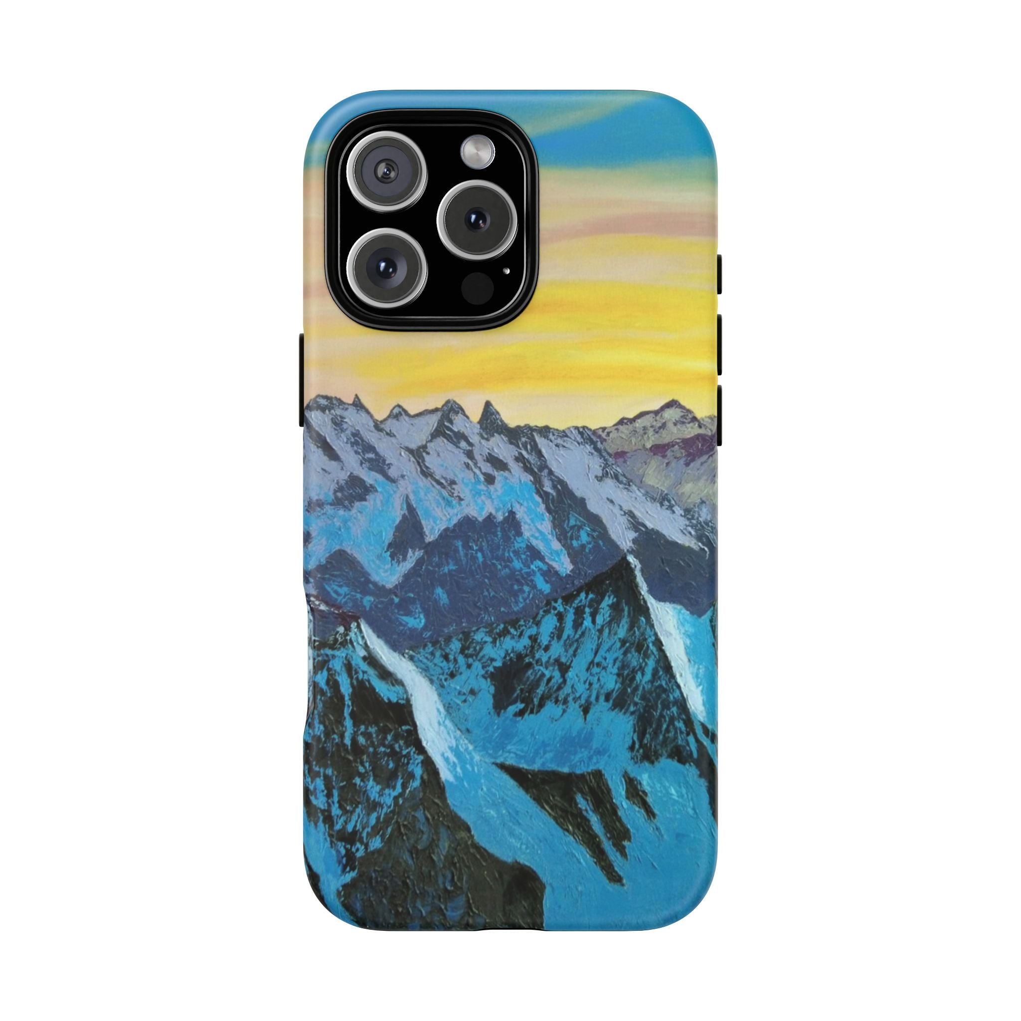 Mountain Sunset Phone Case — Protective Tough Case with Scenic Blue Peaks Design