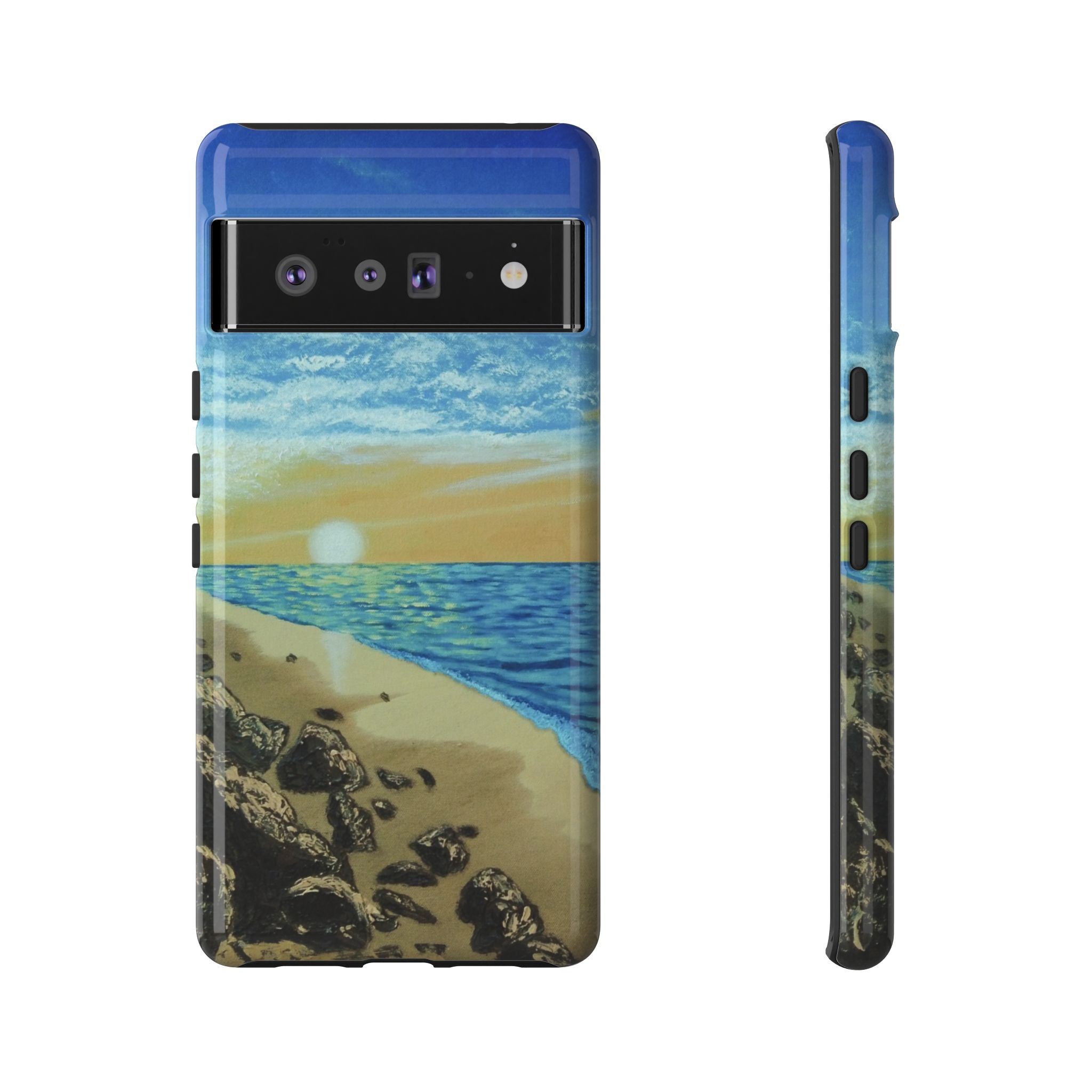 Beach Sunset Phone Case — Protective Tough Case with Coastal Shoreline Design