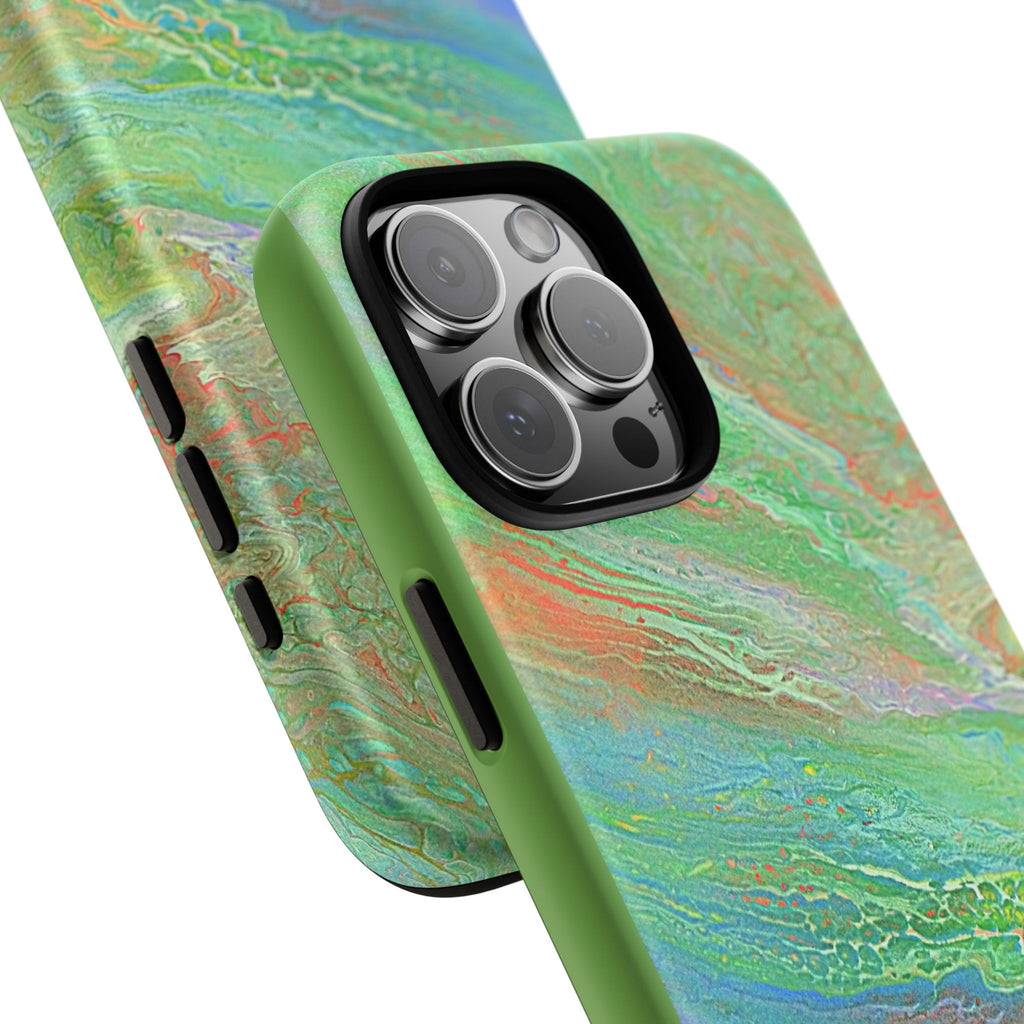 Marbled Green Abstract Phone Case — Protective Tough Case for iPhone