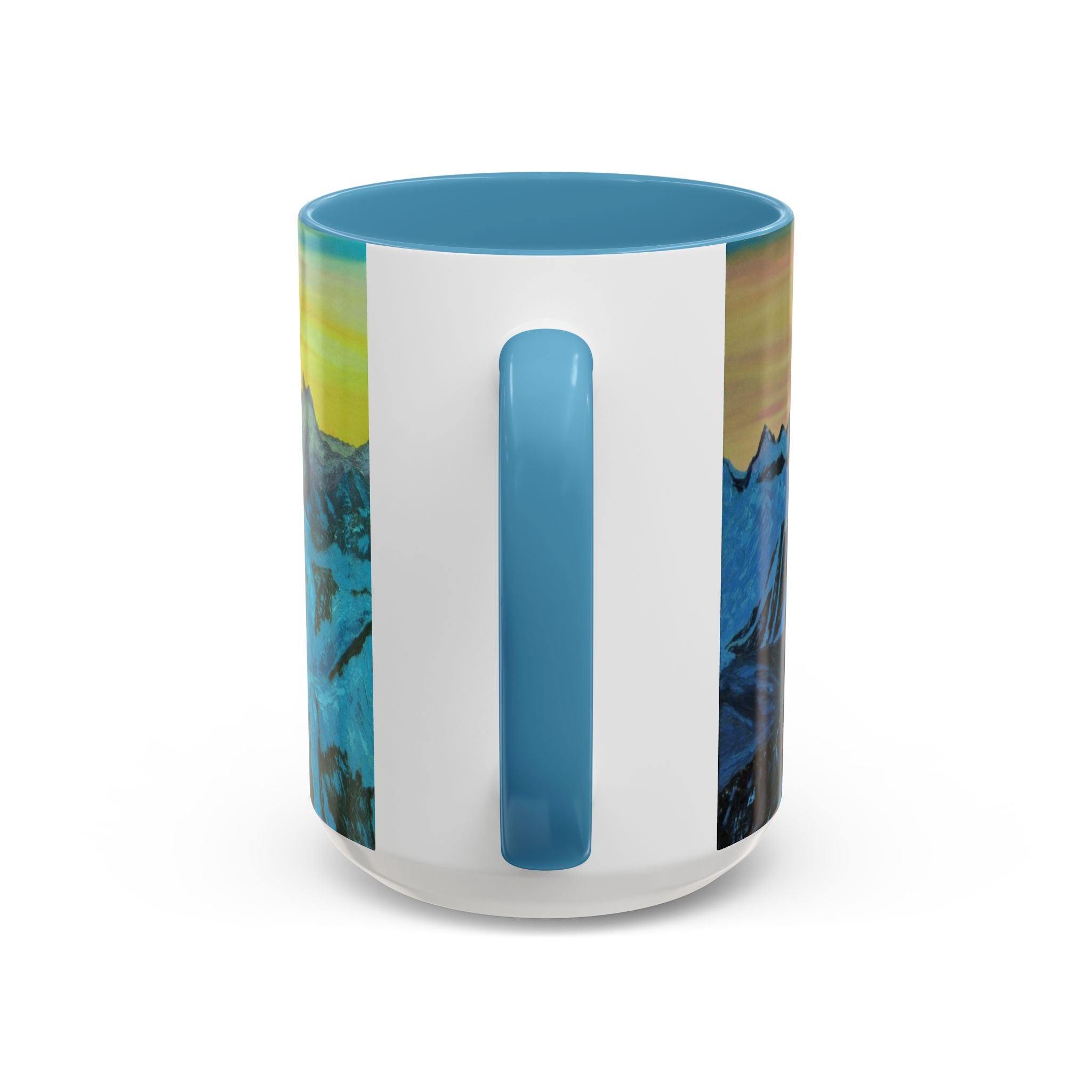 Mountain Sunrise Accent Coffee Mug — Scenic Blue Peaks Art 11/15oz
