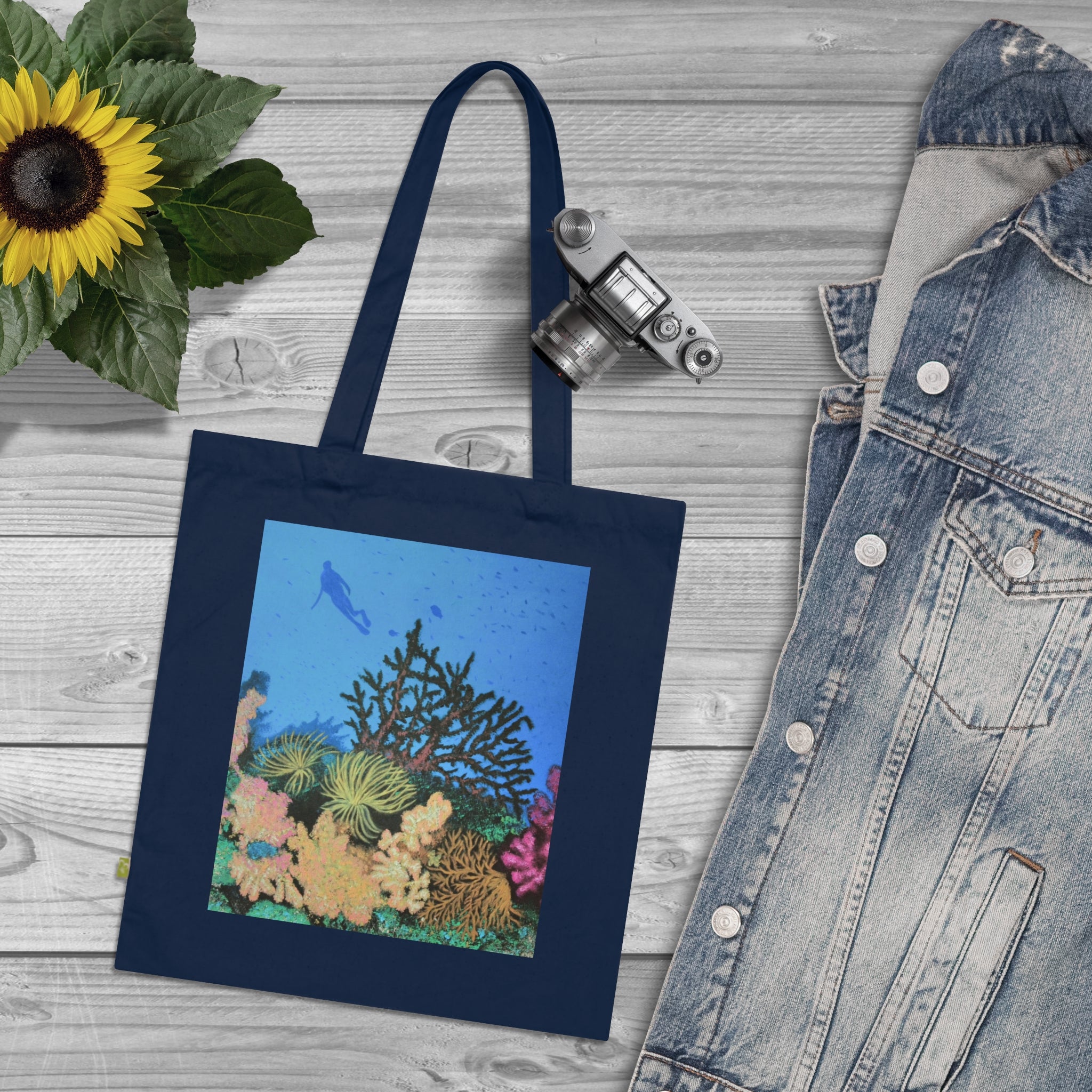 Ocean Coral Reef Organic Tote Bag — Marine Life Canvas Market Tote