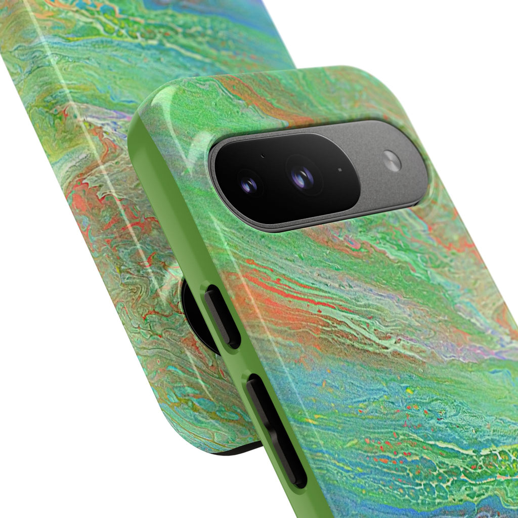 Marbled Green Abstract Phone Case — Protective Tough Case for iPhone